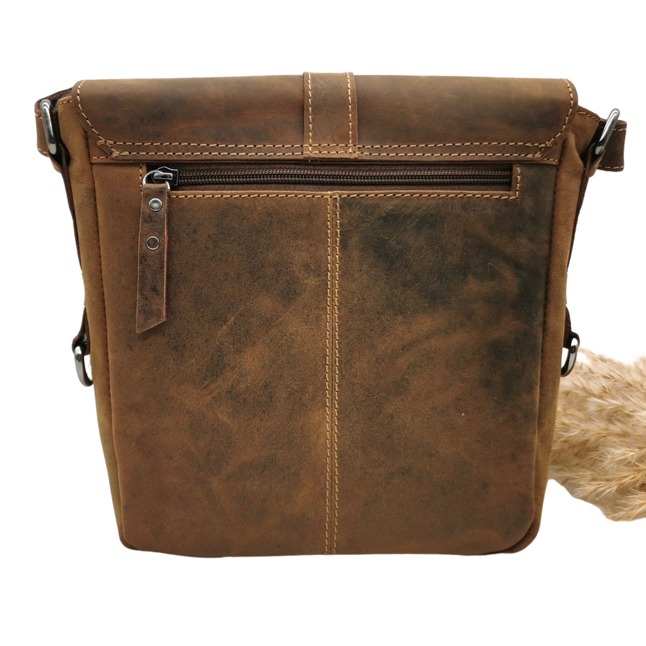 Landleder Messenger Bag Bull & Snake Kompakttasche Unisex, echtes Rindleder