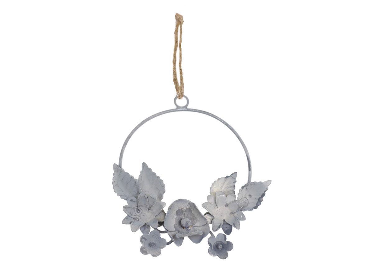 Chic Antique Dekokranz Zinkkranz Deko Kranz Metall Blumenkranz Grau Vintage, Vielseitig kombinierbar zum einfachen Aufhängen