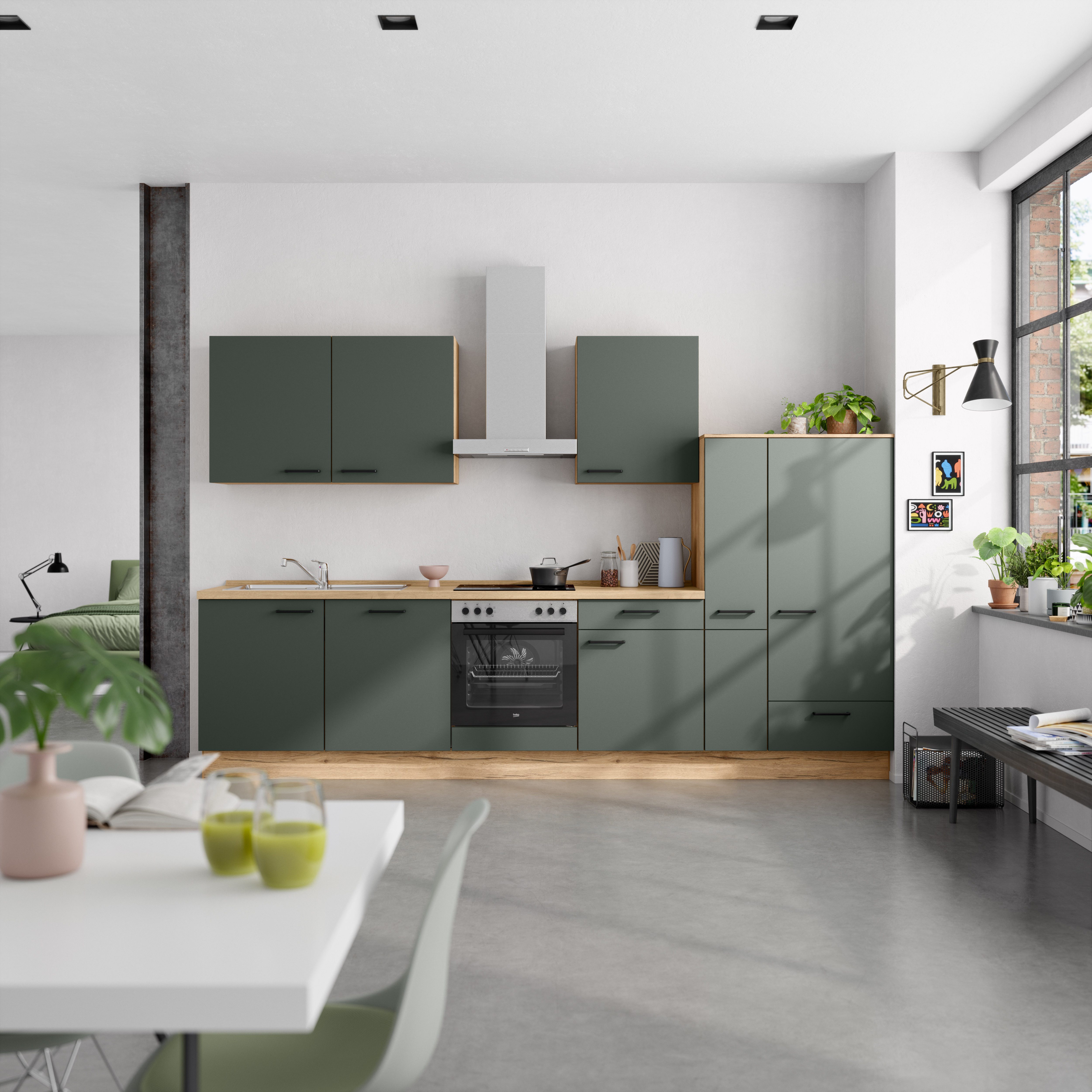 nobilia® Küchenzeile "Easytouch I", NEU: individuell anpassbar mit gratis Profi-Beratung, vormontiert, Breite 330 cm, Ausrichtung wählbar, wahlw. mit E-Geräten