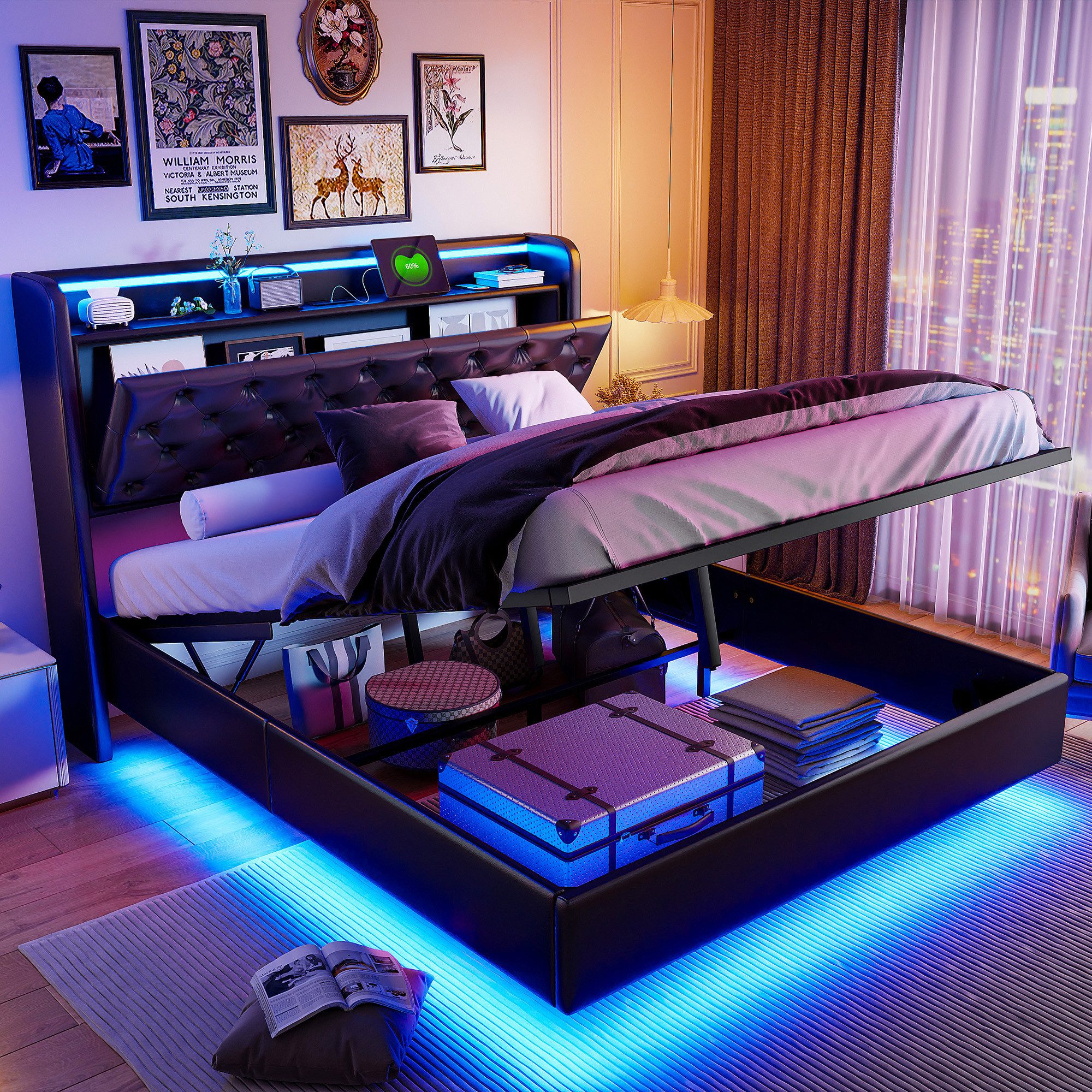 Furnishings Home Polsterbett Stauraumbett Doppelbett (USB günstig online kaufen