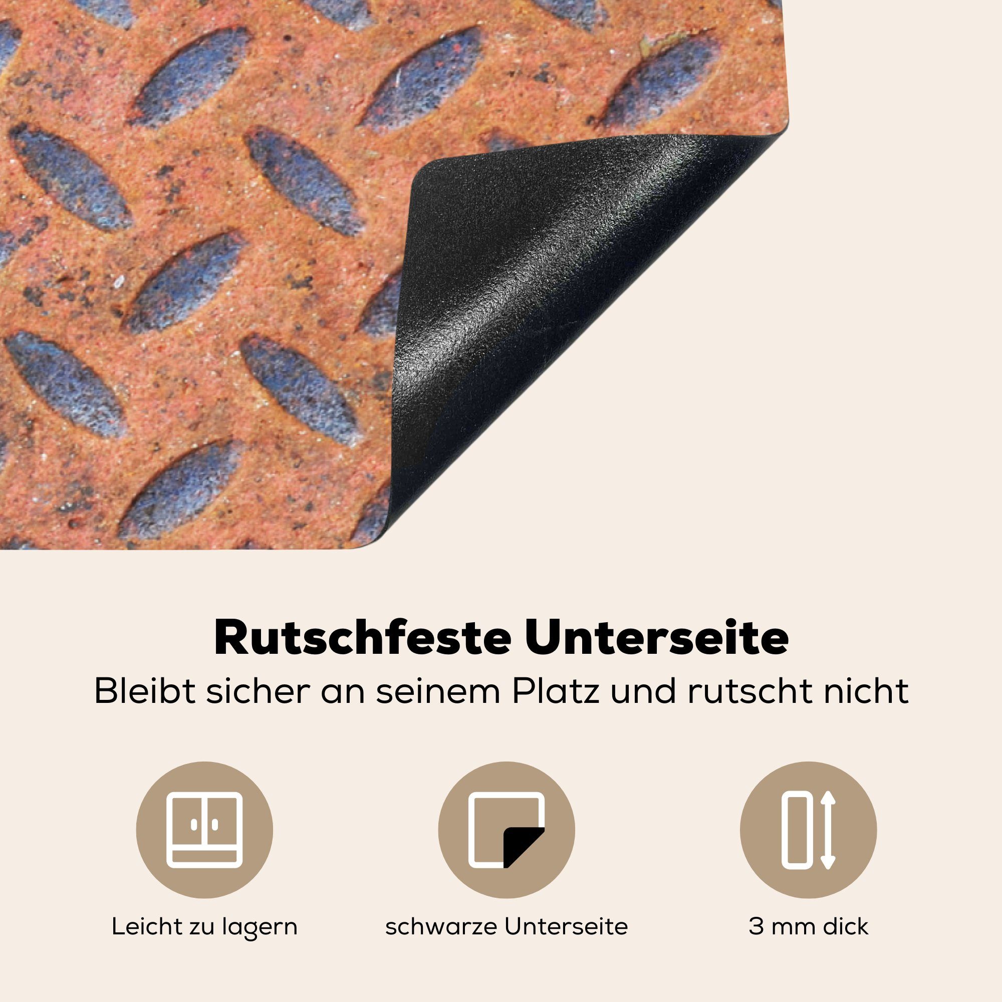 83x51 Herdblende-/Abdeckplatte Ceranfeldabdeckung, für - küche Rost Platten - Arbeitsplatte Induktionsschutz, MuchoWow - Vinyl, tlg), cm, - Eisen Abdeckplatte (1