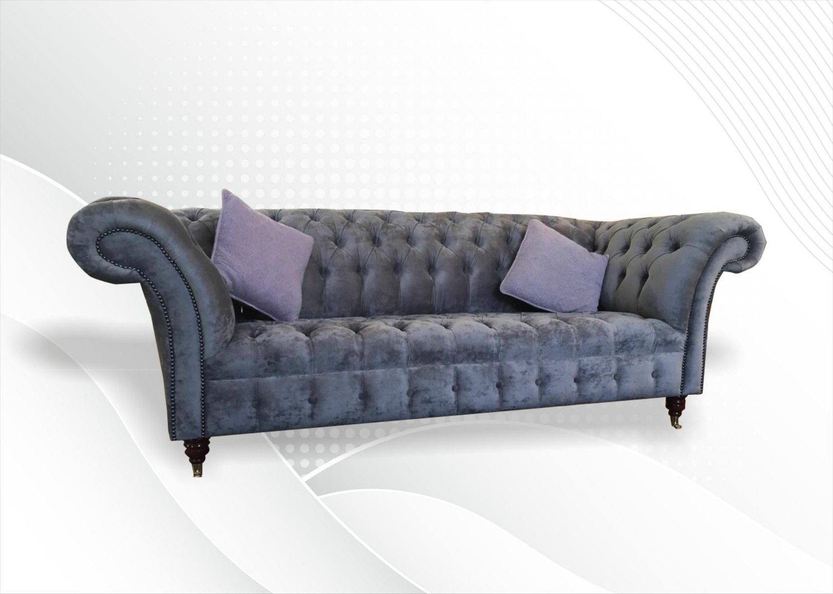 Xlmoebel Chesterfield-Sofa Graue 3-Sitzer XXL Polster Couch Garnitur Big Couchen, 1 Teile, Made in Europa