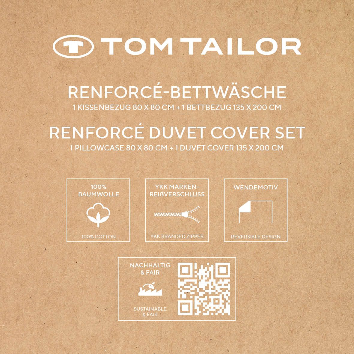 TOM TAILOR HOME Bettwäsche BOLD STRIPES in Gr. 135x200cm, 155x220cm oder 200x220cm, Renforcé, 2 teilig, new bedroom, mit farbigem Markenreißverschluss – Bild 5 von 5