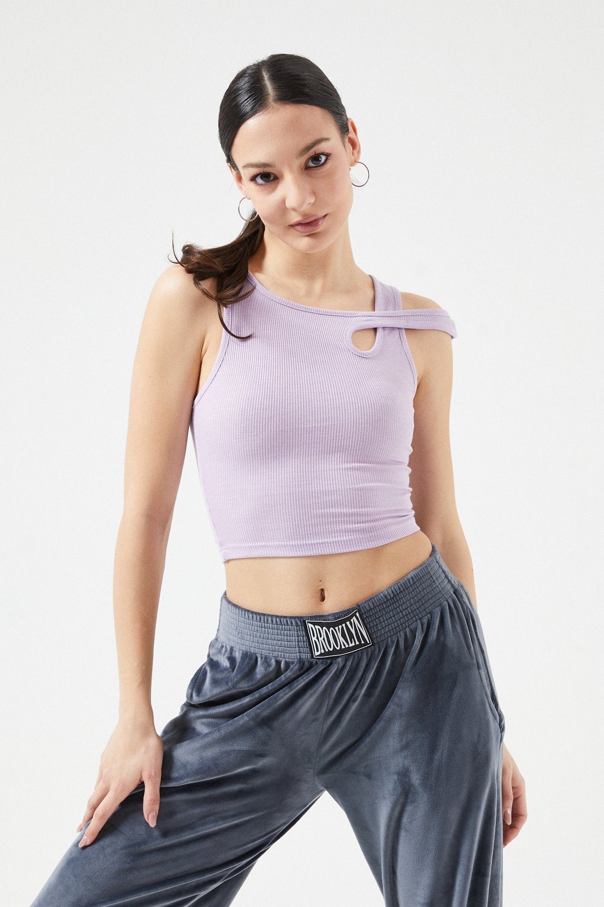 Crop-Top LILA Weste Selef Tanktop Crop Tanktop Ripptanktop Creation