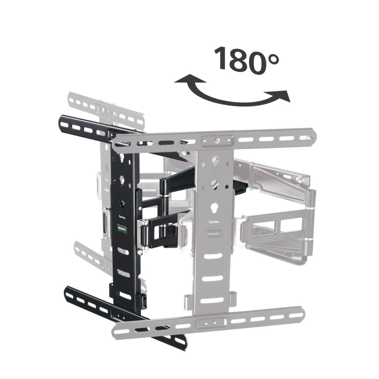 Hama TV-Wandhalterung FULLMOTION, (bis 56 Zoll, Einzelartikel, Einzelhalterung inkl. Montagematerial, Bohrschablone und Wasserwaage, Ultraslim-Wandhalterung mit hoher Tragkraft und Zubehörset)