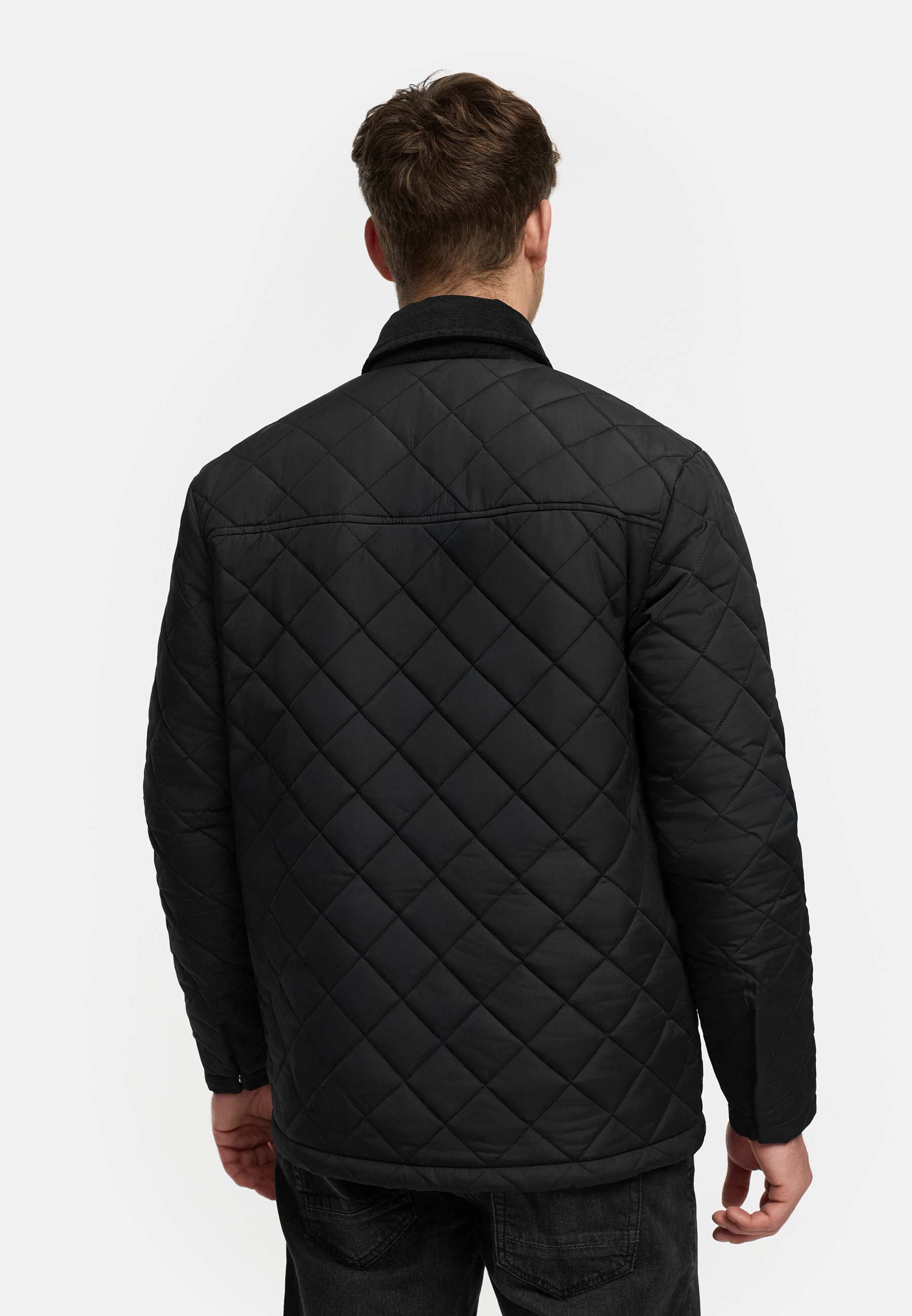 Indicode Steppjacke Herren INDram Herrenjacke Daunen-Optik Leichte Steppjacke mit Cordkragen und Druckknöpfen