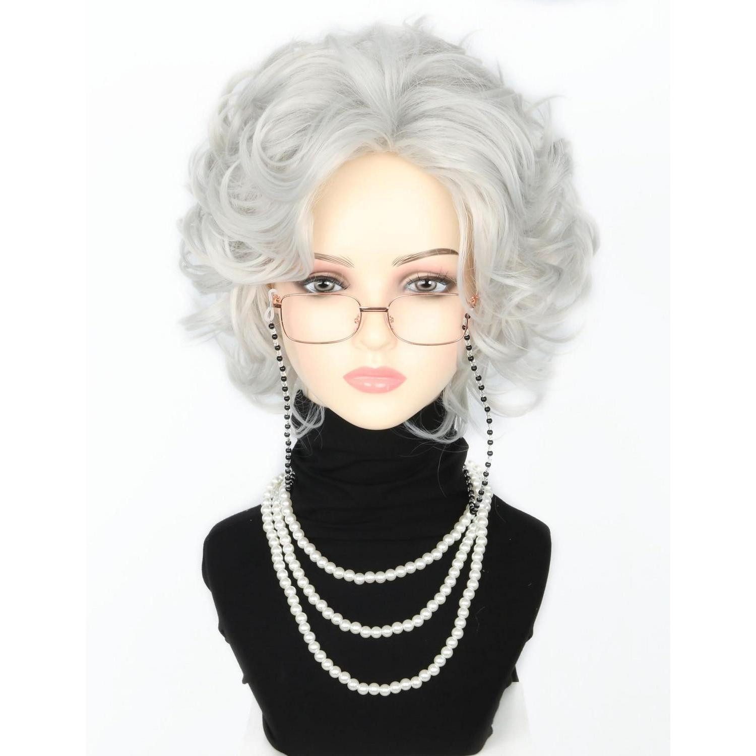 LuxusKollektion Kostüm-Perücke Perücke Oma alte Dame Halloween Kostüm Set Silbergrau