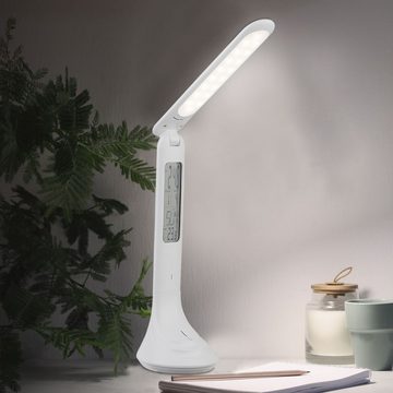 etc-shop Schreibtischlampe, LED-Leuchtmittel fest verbaut, Neutralweiß, LED Tisch Lampe Arbeits Zimmer Touch Dimmer Uhr Leuchte Temperatur