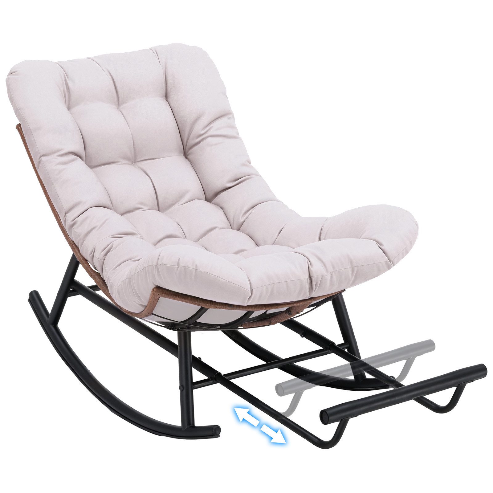 COMHOMA Schaukelstuhl XXL Outdoor, Schaukelsessel mit Sitzpolster für In- & Outdoor, breite Schaukelliege mit extra dickem Sitzkissen