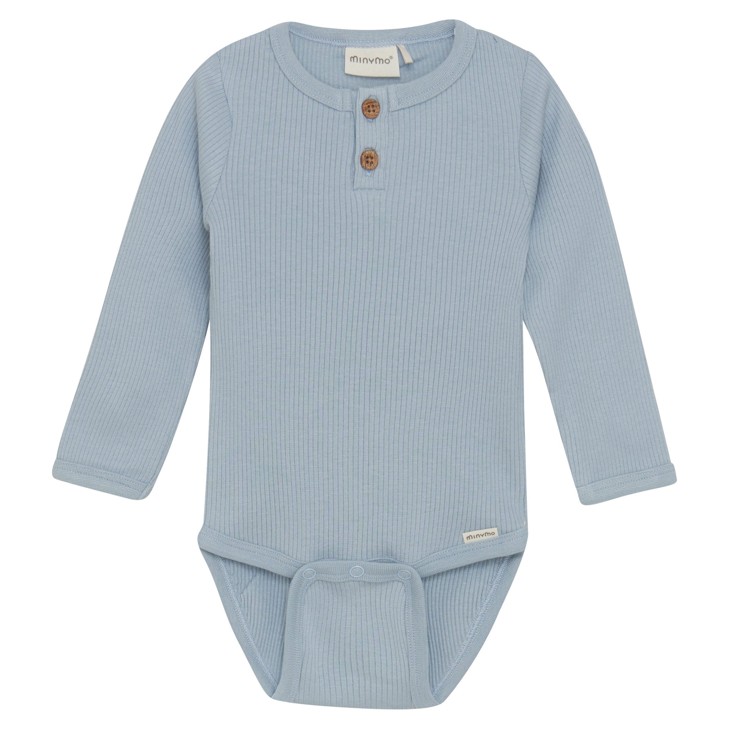 Langarmbody Minymo Body Rib LS Blue Fog 68