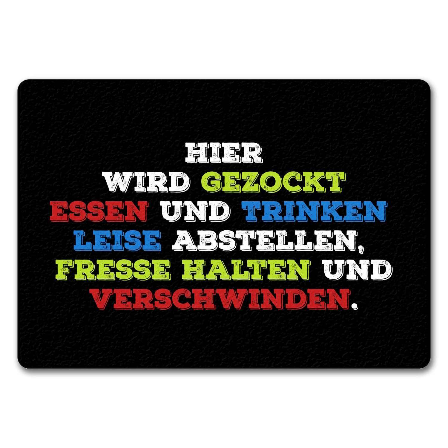 Fußmatte Hier wird gezockt Fußmatte randlos mit Motiv Fußabtreter