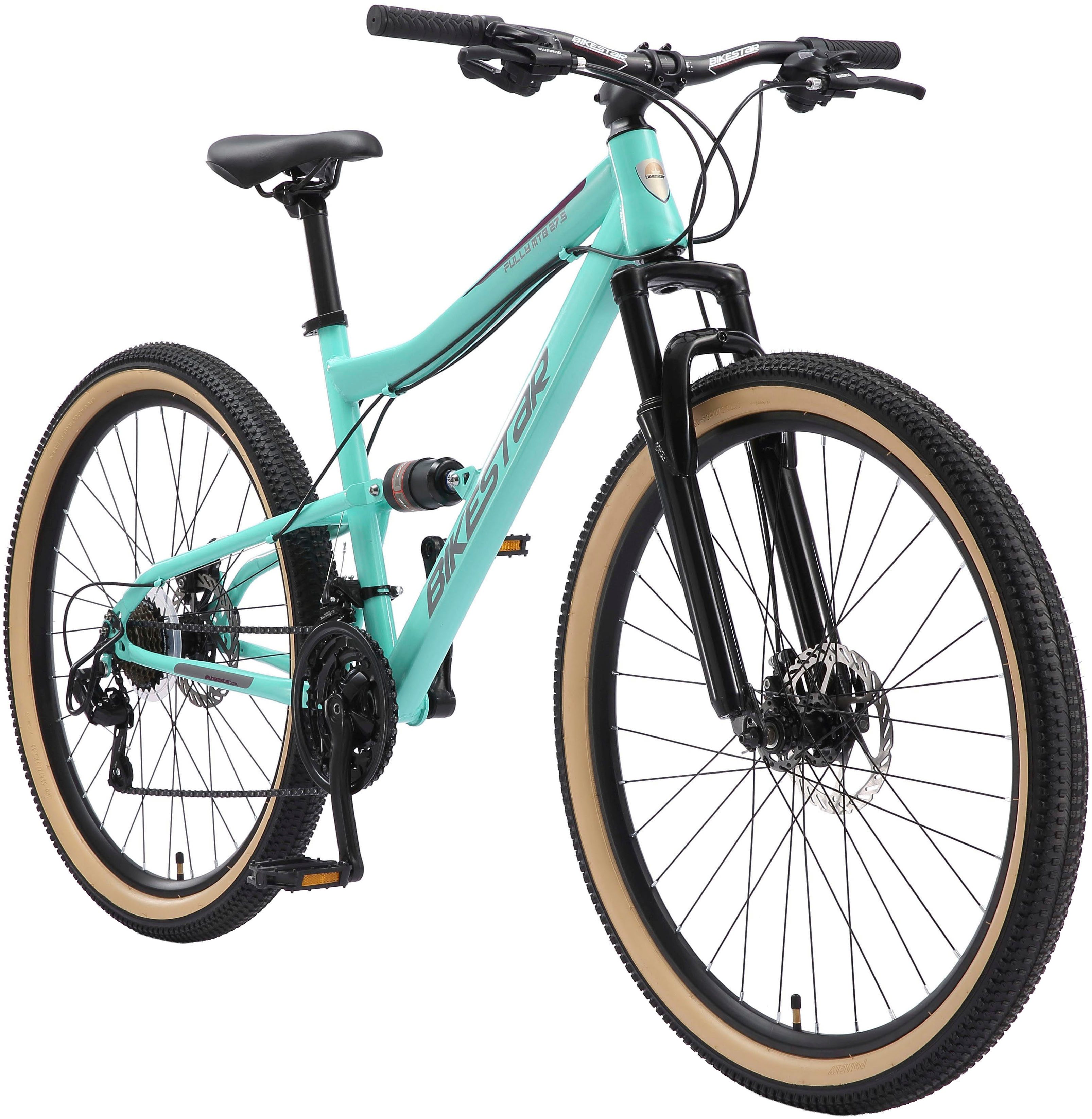 Bikestar Mountainbike, 21 Gang Shimano RD-TY300 Schaltwerk, Kettenschaltung, für Damen und Herren, Kettenschaltung