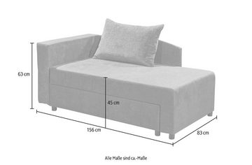 ED EXCITING DESIGN Recamiere Taner, 1 Teile, frei stellbar, mit Bettkasten, mit Schlaffunktion, mit 1 Wurfkissen