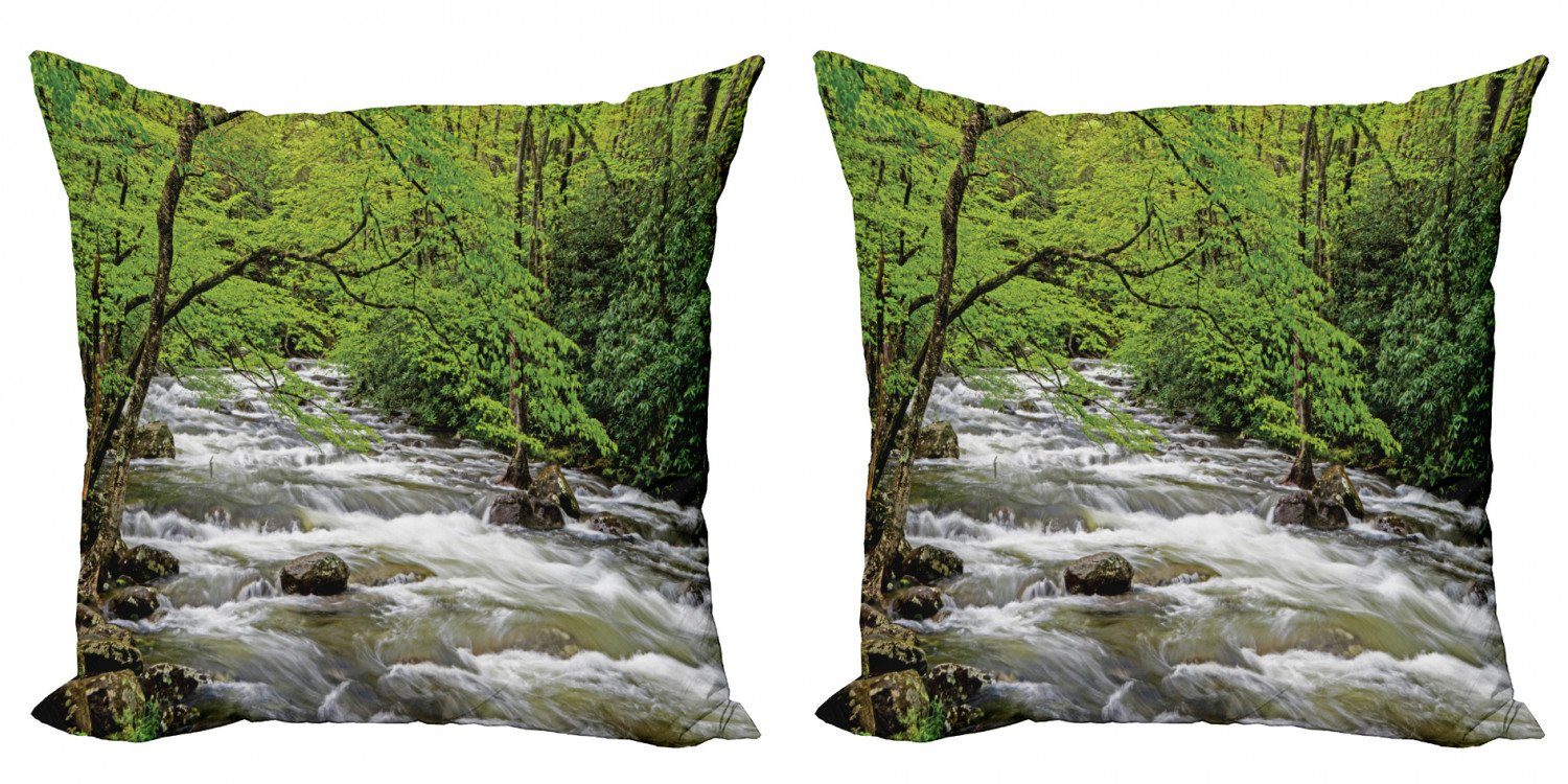 Kissenbezüge Modern Accent Doppelseitiger Digitaldruck, Abakuhaus (2 Stück), Appalachian Creek im Frühjahr Wald