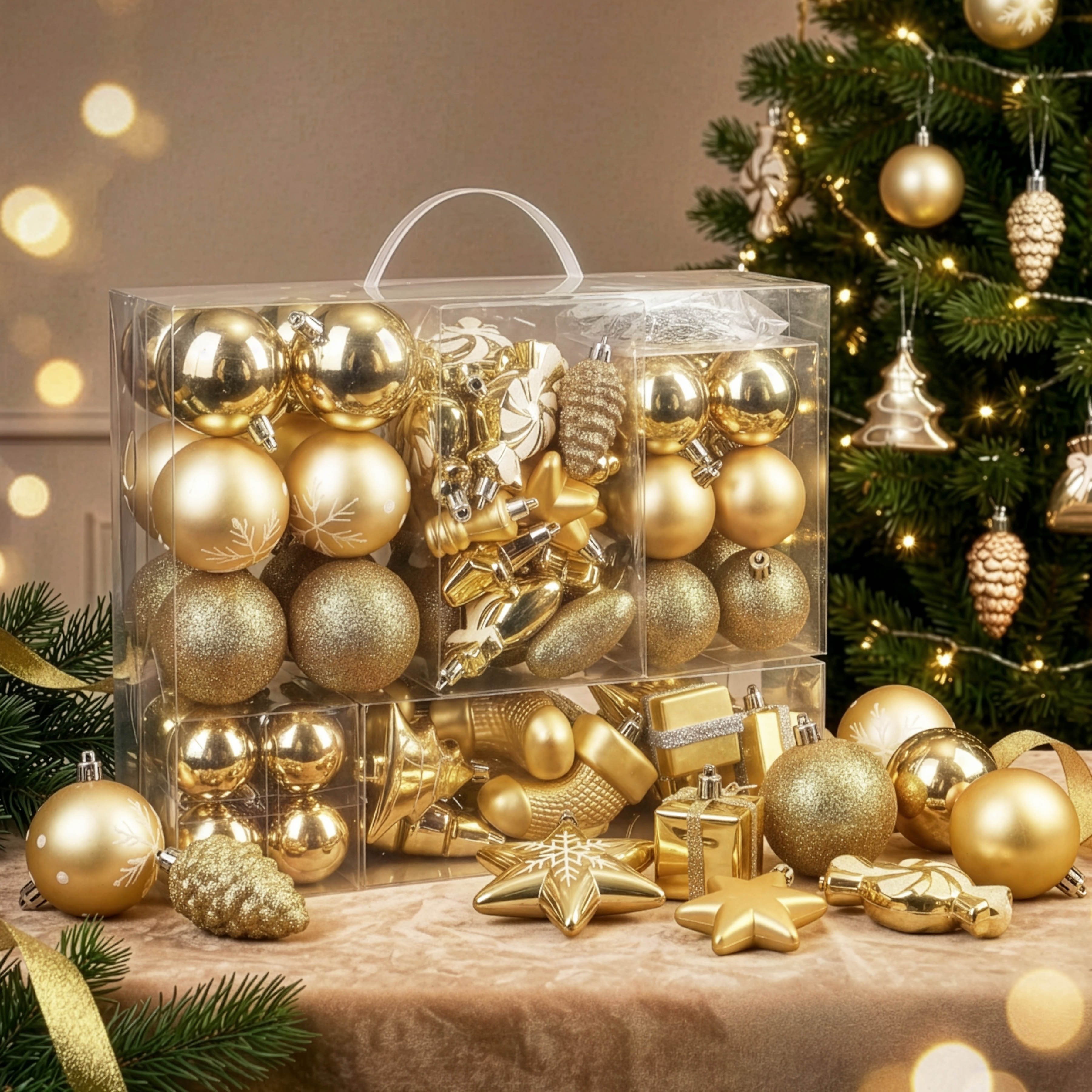BRUBAKER Weihnachtsbaumkugel 77-teiliges Weihnachtskugel-Set, Christbaumschmuck aus Kunststoff, Weihnachtsdekoration Baumkugeln