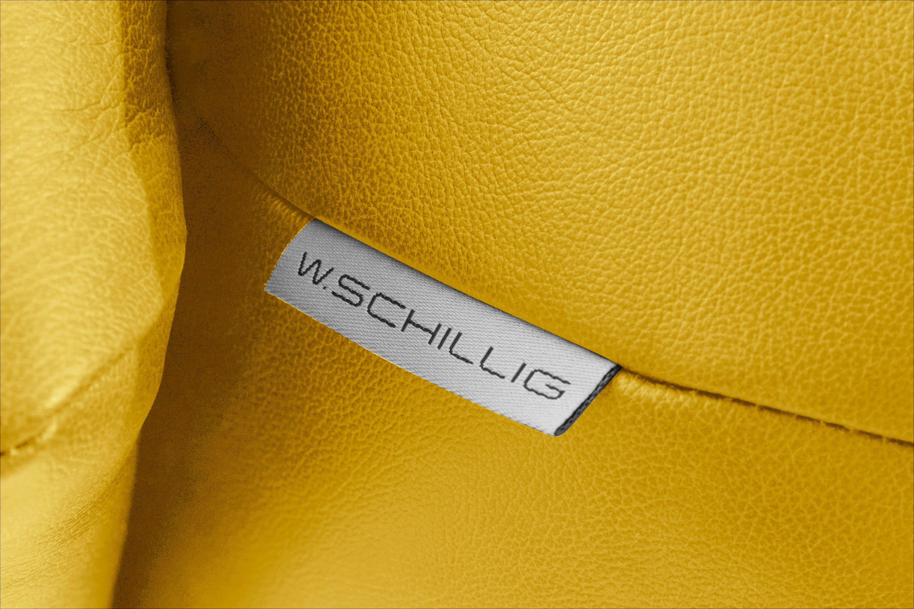 W.SCHILLIG 2,5-Sitzer glänzend, Breite Metallfüße Kopfstützenverstellung, cm 214 in Chrom sherry
