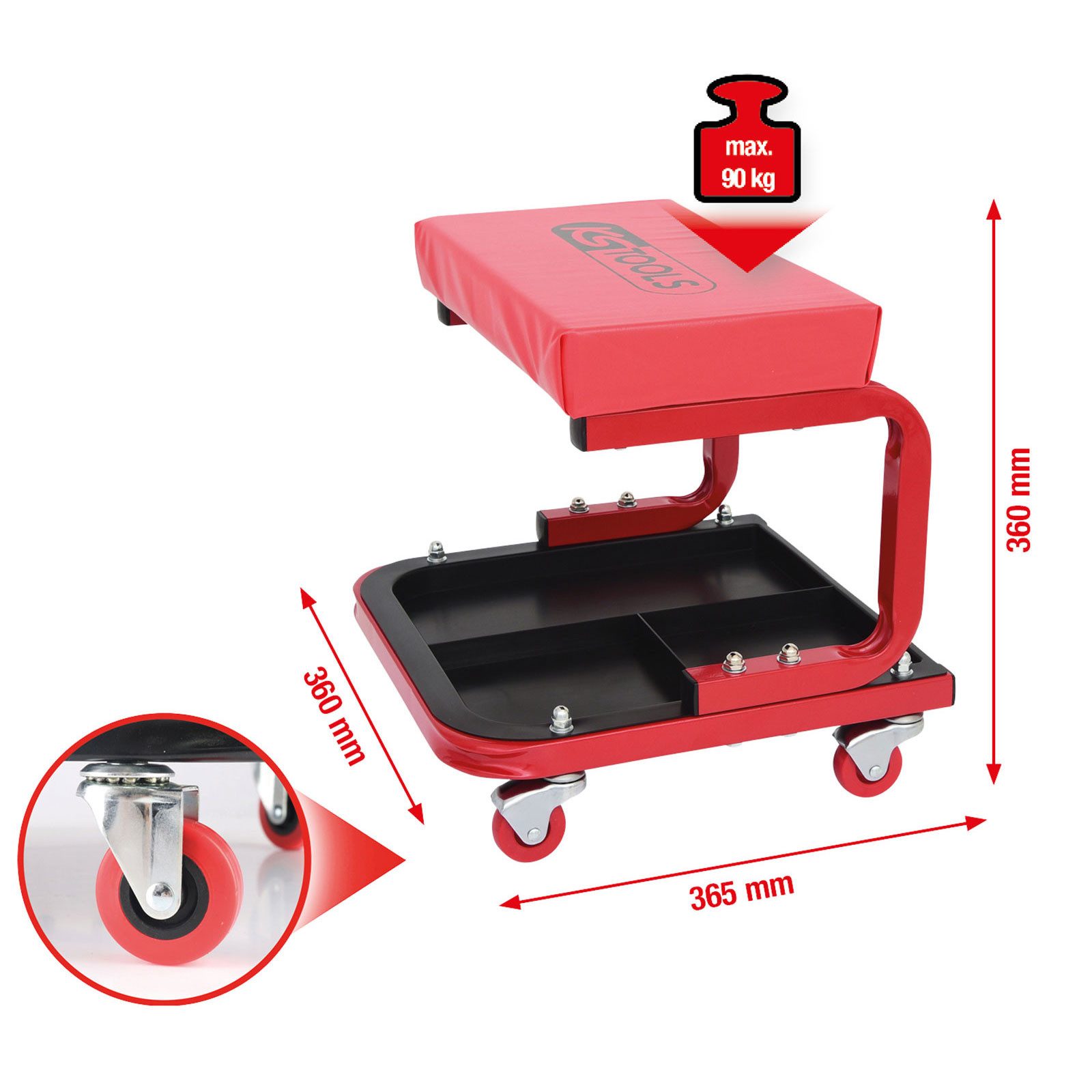 Thumbnail - KS Tools Drehmomentschlüssel KS TOOLS Fahrbarer Hocker L 365 x B 360 x H 360 mm - 500.8020