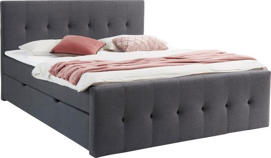 INOSIGN Boxbett TESSAJA, 180 x 200cm, mit Bettkasten, inkl. Topper Anthrazit