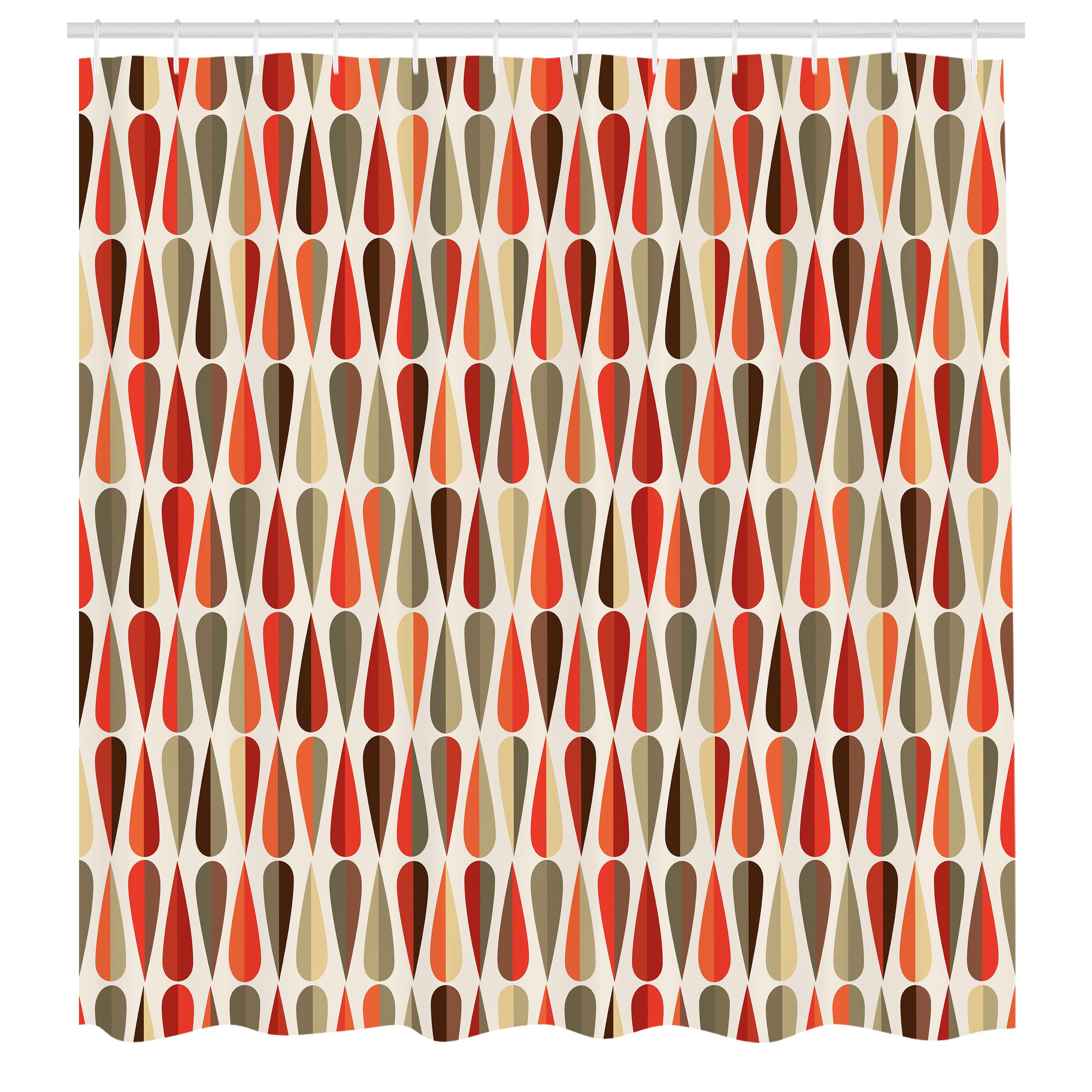 Abakuhaus Duschvorhang Moderner Digitaldruck mit 12 Haken auf Stoff Wasser Resistent Breite 175 cm, Höhe 180 cm, Geometrisch 70er Jahre Retro-Stil