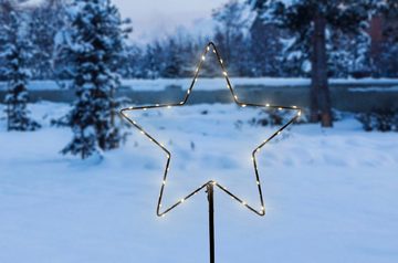 IC Winterworld LED Stern Weihnachtsdeko, Metallstecker Stern, Höhe inkl. Erdspieß 74/80/83 cm, LED fest integriert, Warmweiß, LED Dekolicht für den Innen- und geschützen Außenbereich