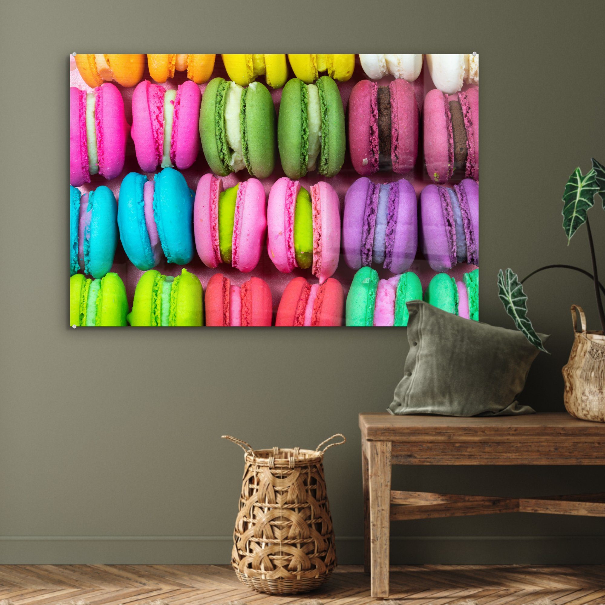 Torte Acrylglasbilder Farbe, Schlafzimmer Wohnzimmer - - MuchoWow Makrone (1 - Frucht & St), Acrylglasbild