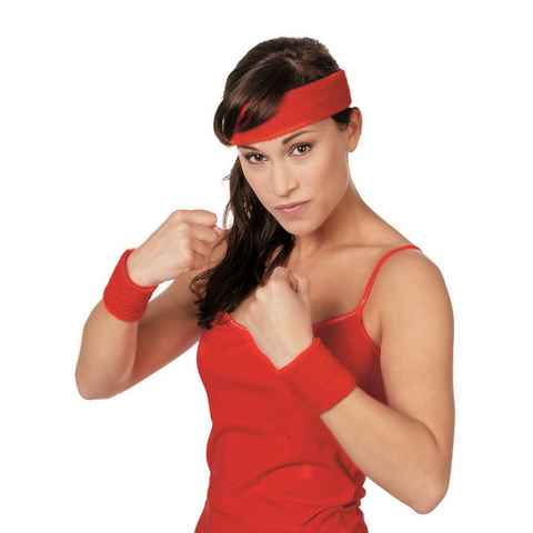 Metamorph Kostüm Schweißband Set rot, Egal ob Tennis, Aerobic oder Trimm-Dich-Pfad: in den 80er ging Sport n
