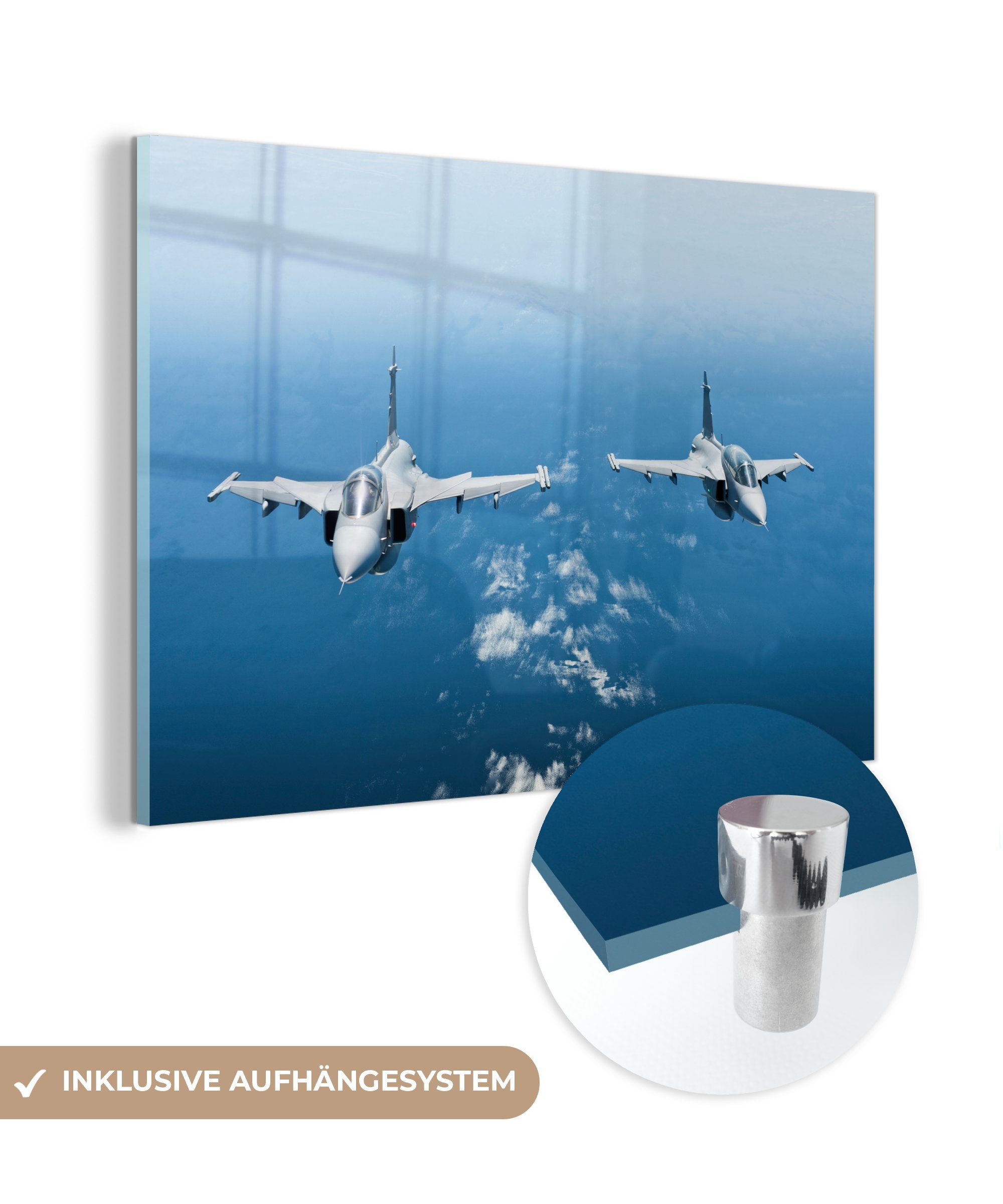 MuchoWow Acrylglasbild Militärische Flugzeuge, (1 St), Acrylglasbilder Wohnzimmer & Schlafzimmer