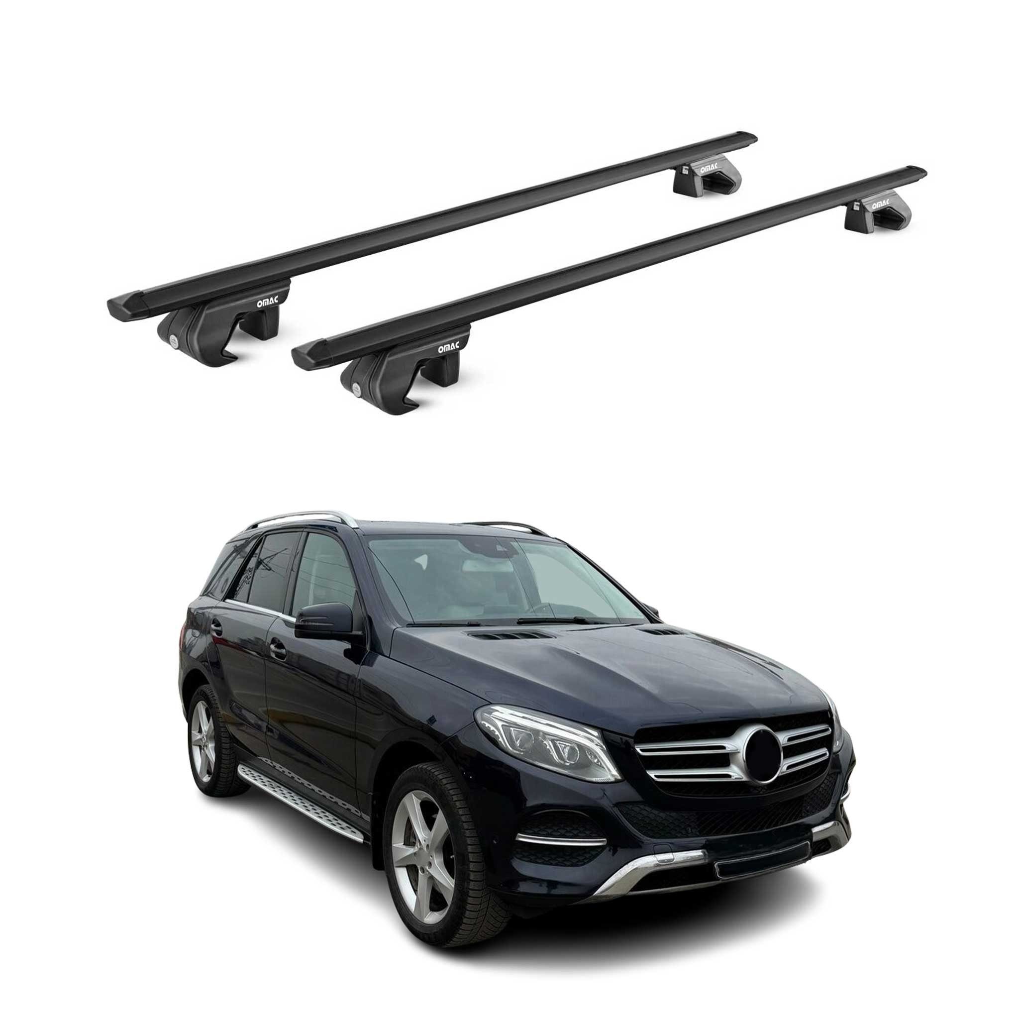 OMAC Dachträger Alu Grundträger für Mercedes GLE 2015-2025 5 türig Schwarz ABE 2x (2-St), Wasserbeständig,Abnehmbar,Multifunktional,Leichtgewichtig