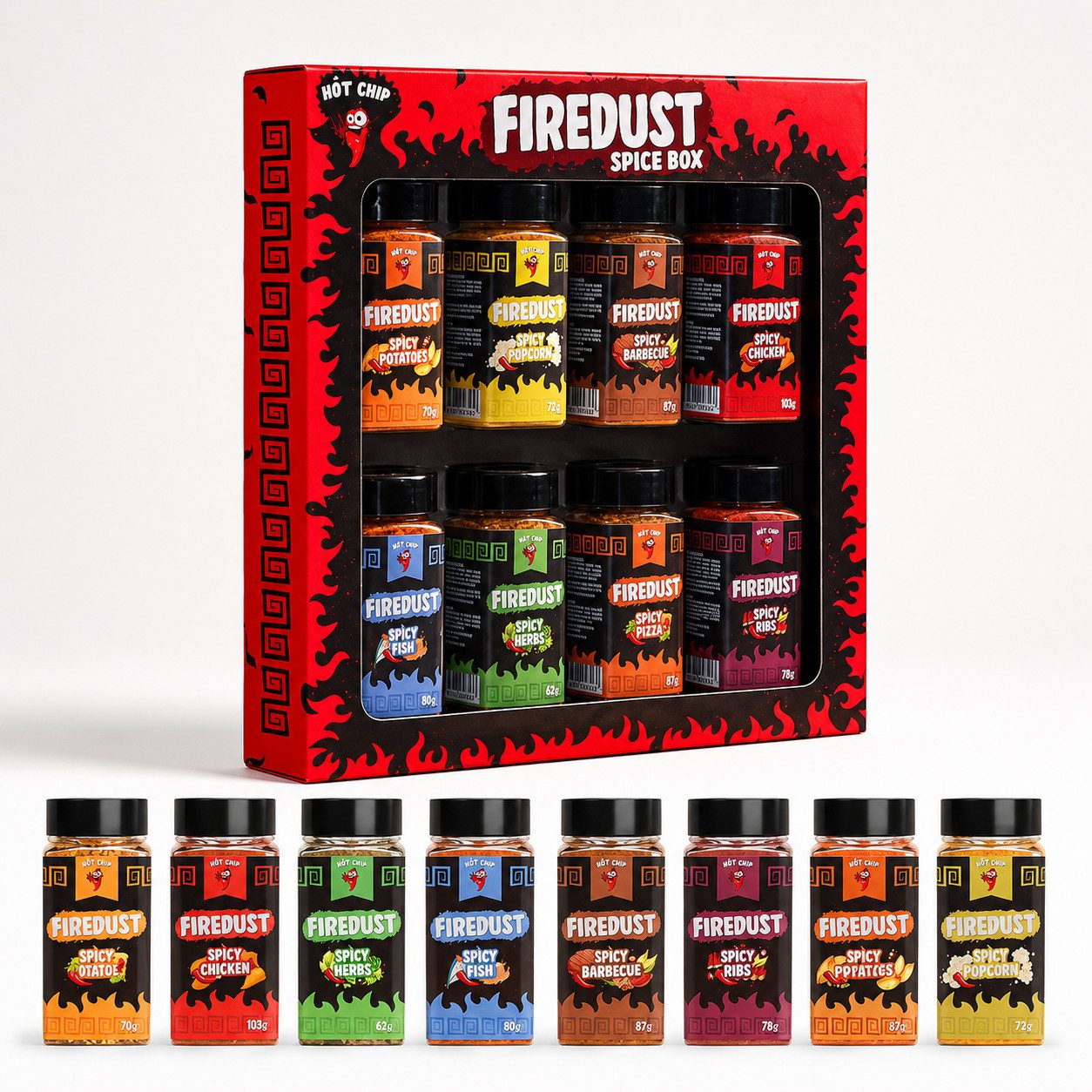 Candy & Bar Gewürz HOT-CHIP Firedust Gewürzset – 8 Sorten, 660 g