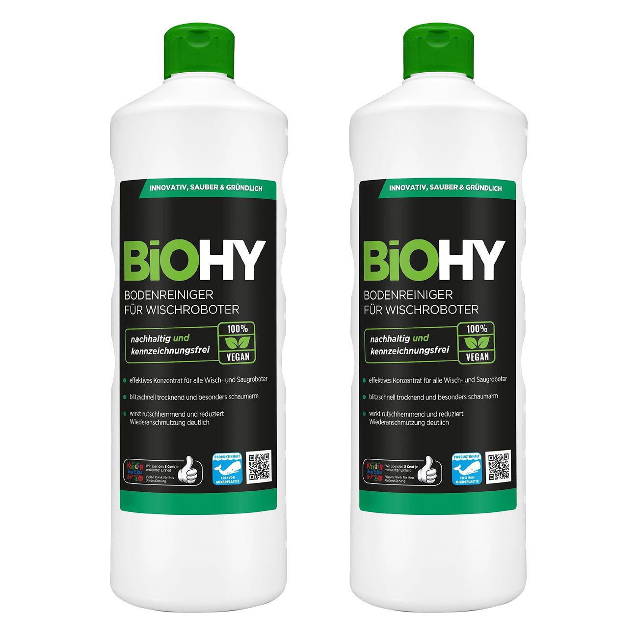 BiOHY Bodenreiniger-Konzentrat für Wischroboter, 2x 1L rutsch-hemmend Fussbodenreiniger (2-St. 2er-Set Schützt vor Rutschen, bremst Schmutz & trocknet extra schnell ab)