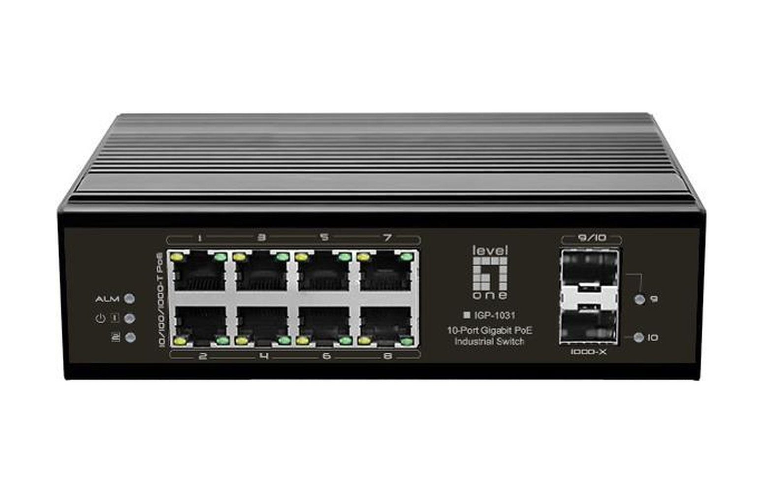 Levelone LEVELONE Switch 10Port Gigabit PoE DIN-Rail,-40°C to 75°C Netzwerk-Switch