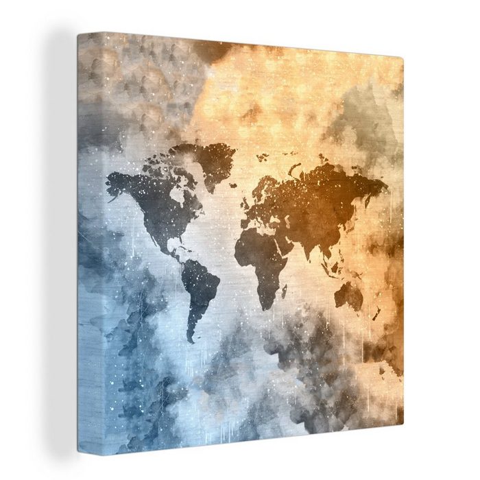OneMillionCanvasses® Leinwandbild Weltkarte - Abstrakt - Farben (1 St) Leinwand Bilder für Wohnzimmer Schlafzimmer