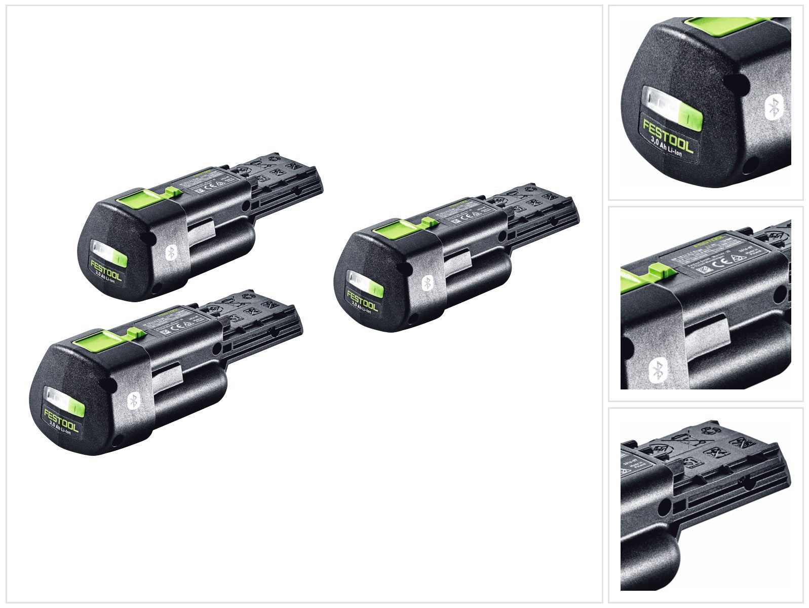 FESTOOL Akku Set 3x BP 18 Li 3,0 Ergo I Akku 18 V 3,0 Ah / 3000 mAh Li-Ion (Akkupacks