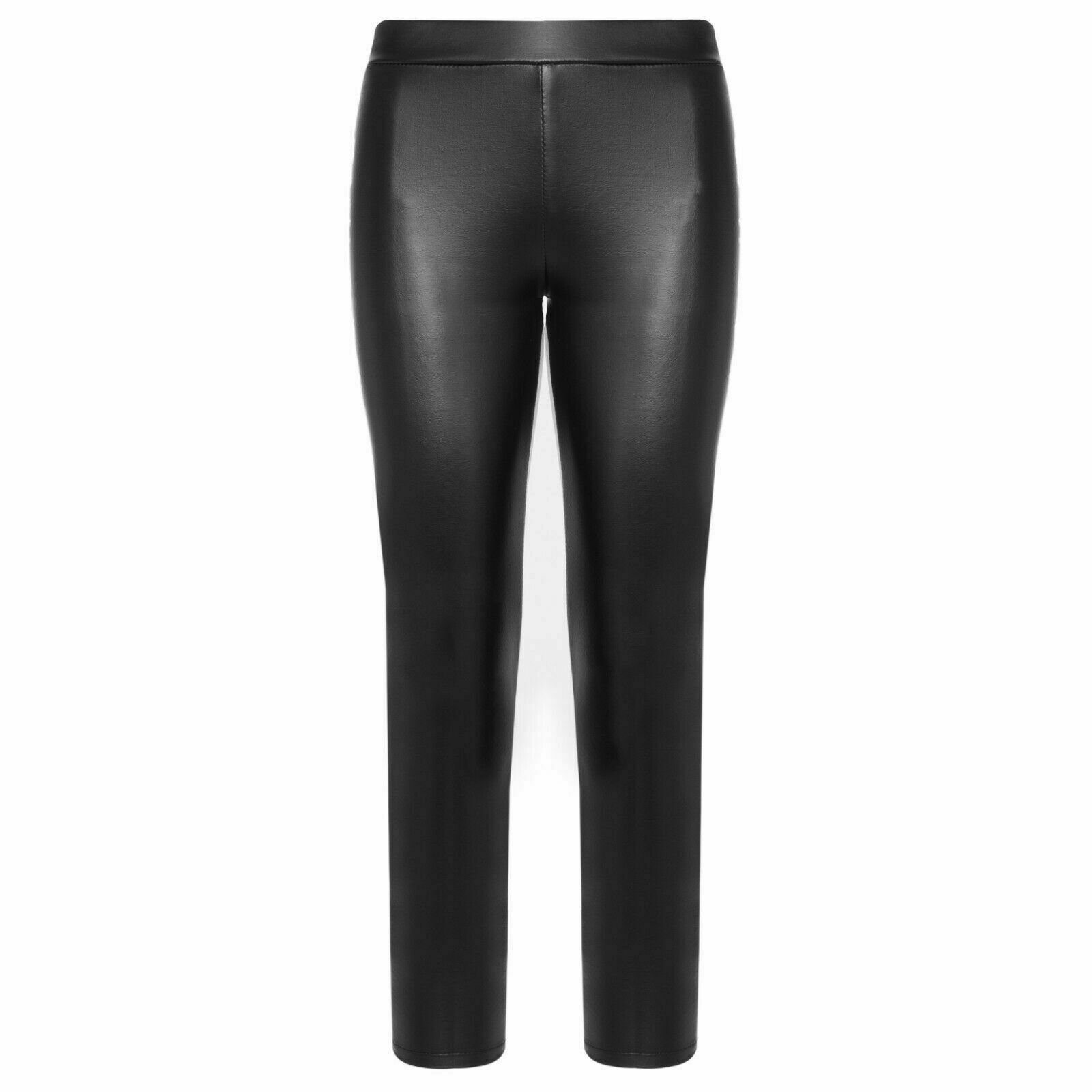 Kendindza Collection Highwaist Leggings Kunstleder Leggings Leggins Hose Leder Optik Hohe Taille High-Waist matt