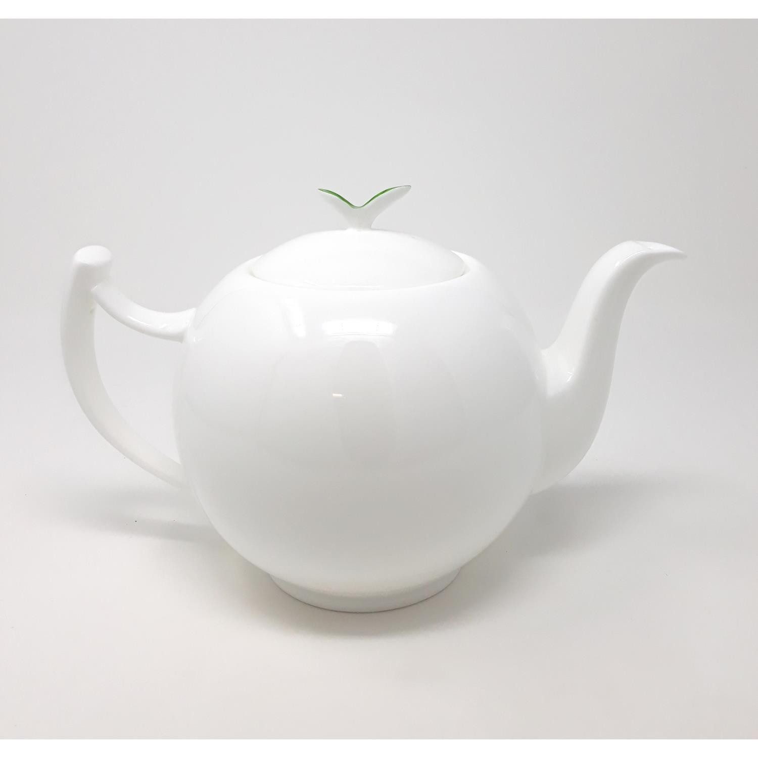 TeaLogic Teekanne Weiß, Durchmesser 14 cm, 1000 l, Spülmaschinengeeignet, Weiß, Motiv: Blatt