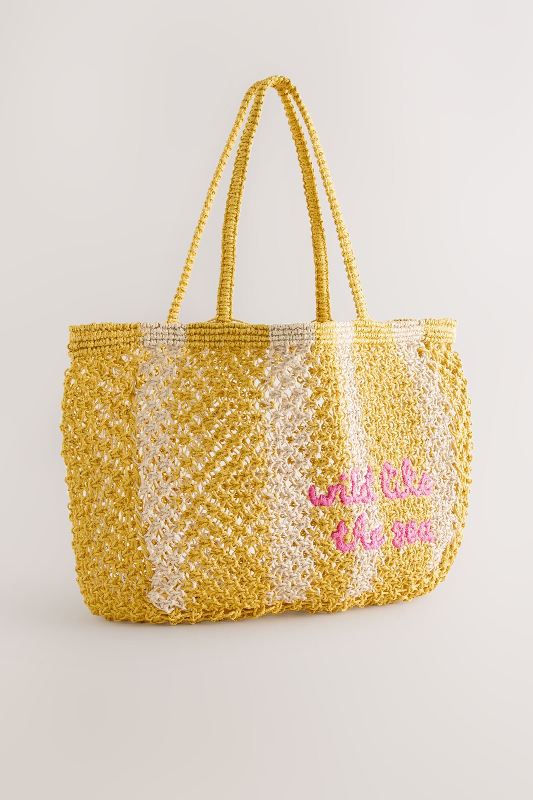 Next Schultertasche Gestreifte Schultertasche mit Häkeldetails (1-tlg)