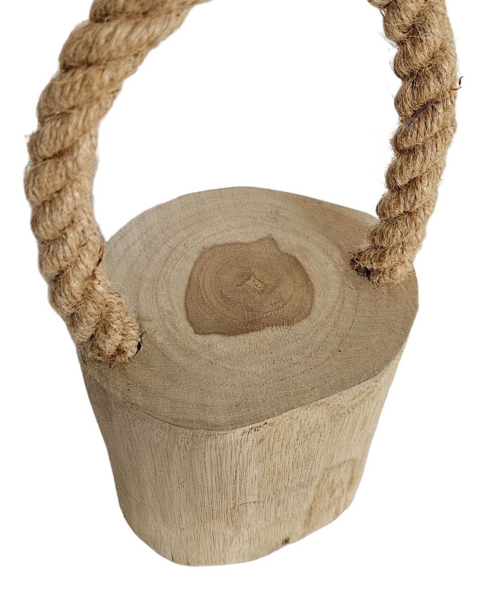 Meinposten Türstopper Holz 1,4 kg Maritim Rustikal Holzstamm mit Kordel Teakholz Natur (1 St) – Bild 5 von 5