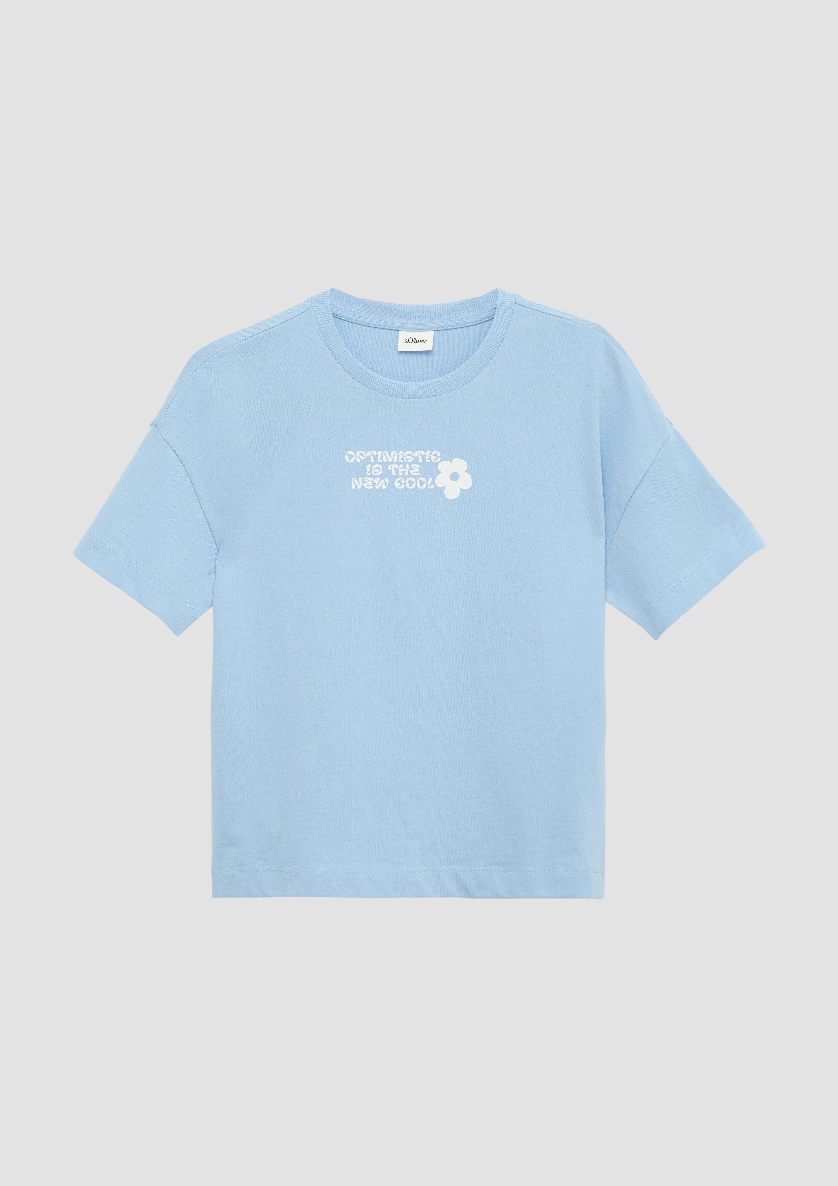 Kurzarmshirt Boxy-T-Shirt aus Jersey mit Printdetail