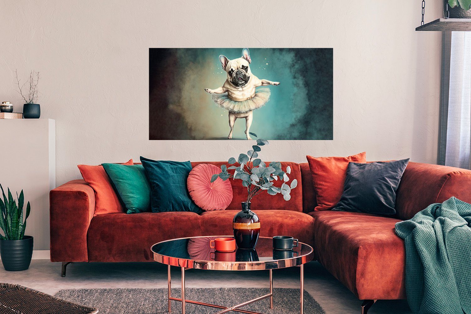 MuchoWow Poster Hund - Tutu - Ballett - Abstrakt - Porträt - Kind, (1 St), Bild für Wohnzimmer, Schlafzimmer, Wandposter, Ohne Rahmen, Wanddeko