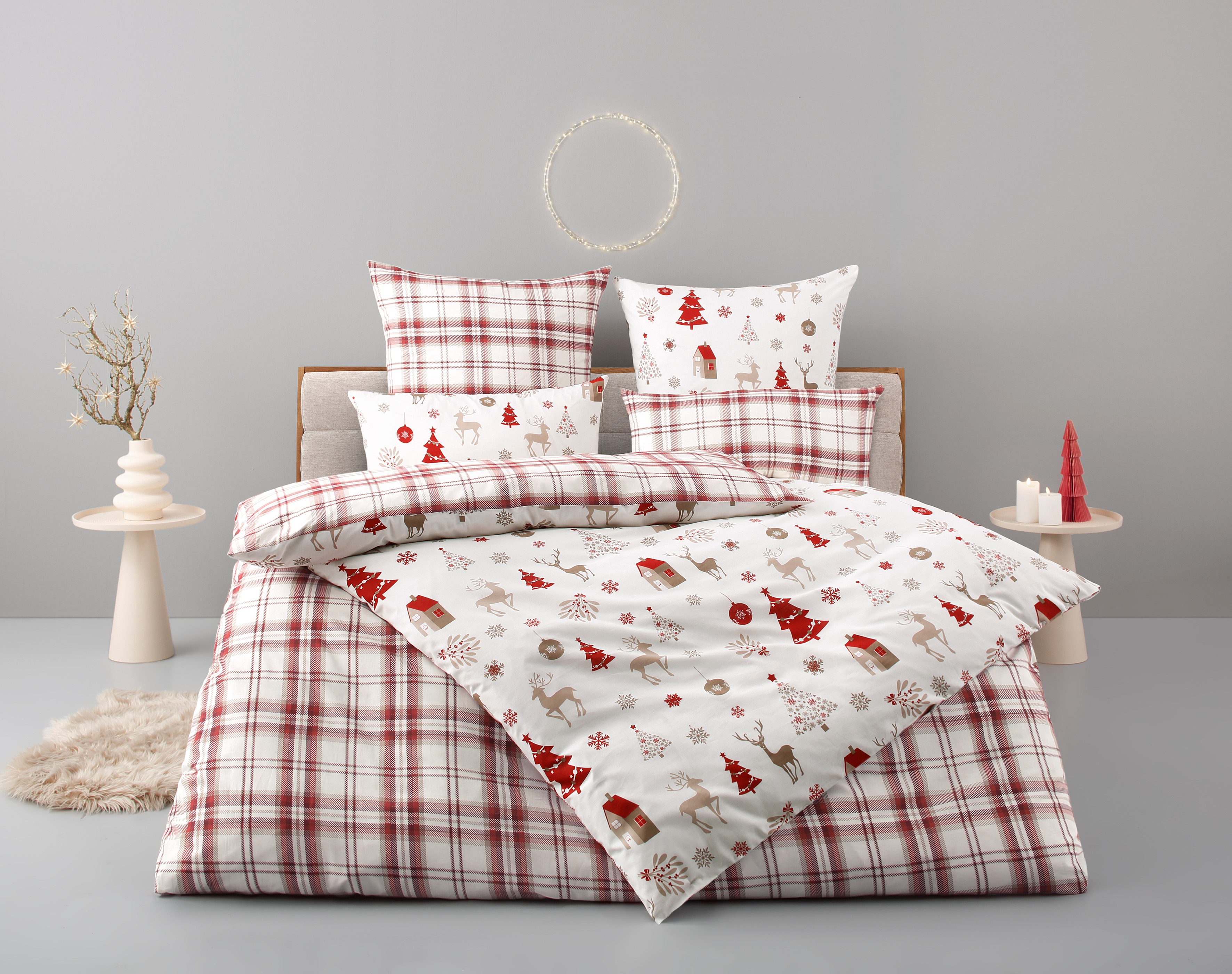 OTTO home Bettwäsche Mikkel, Flanell, 2 teilig, Bettwäsche ab Gr. 135x200 cm,100% Baumwolle, Weihnachten