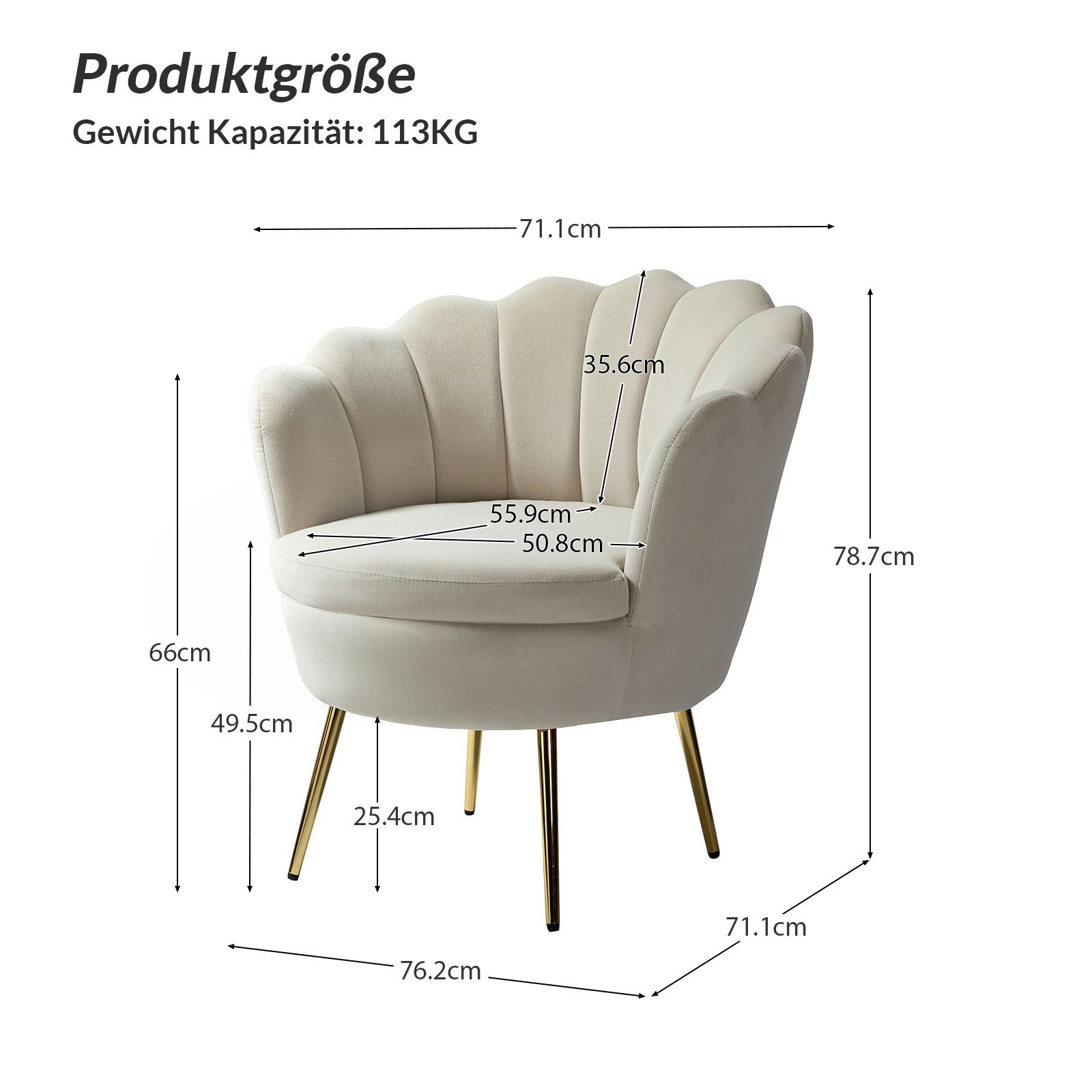 HULALA HOME Sessel Loungesessel Armlehnensessel mit günstig online kaufen