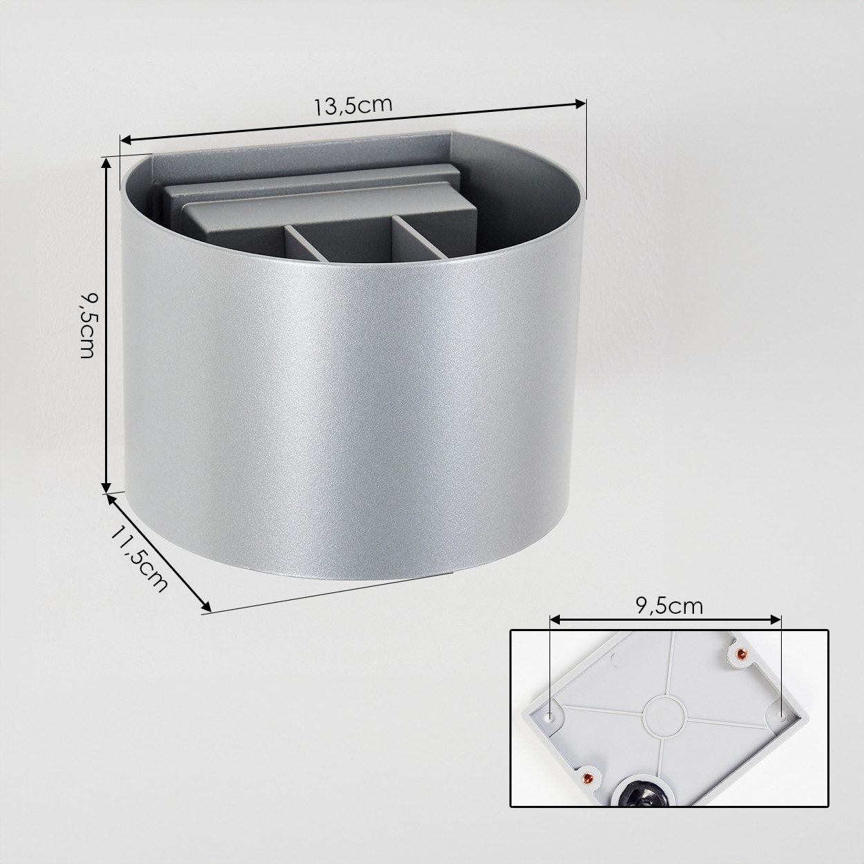 hofstein Außen-Wandleuchte Wandlampe aus Metall in Silberfarben, LED wechselbar, 3000 Kelvin, verstellbare Wandleuchte Up&Down Effekte, Außenleuchte 350 Lumen,I – Bild 4 von 5