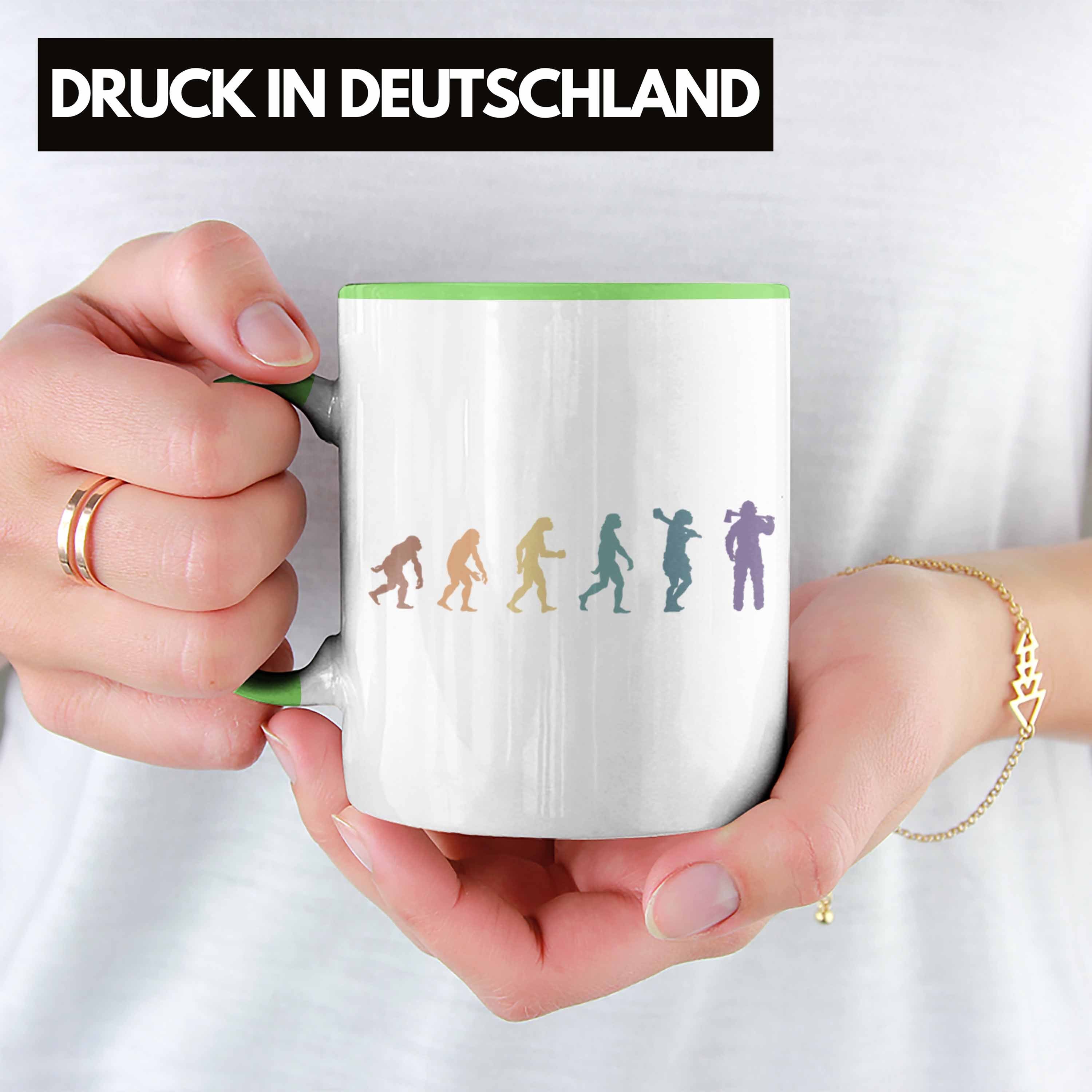 Evolution Geburtstag Feuerwehrmann - Tasse Männer für Trendation Tasse Grün Spruch Feuerwehr Geschenk Trendation Grafik