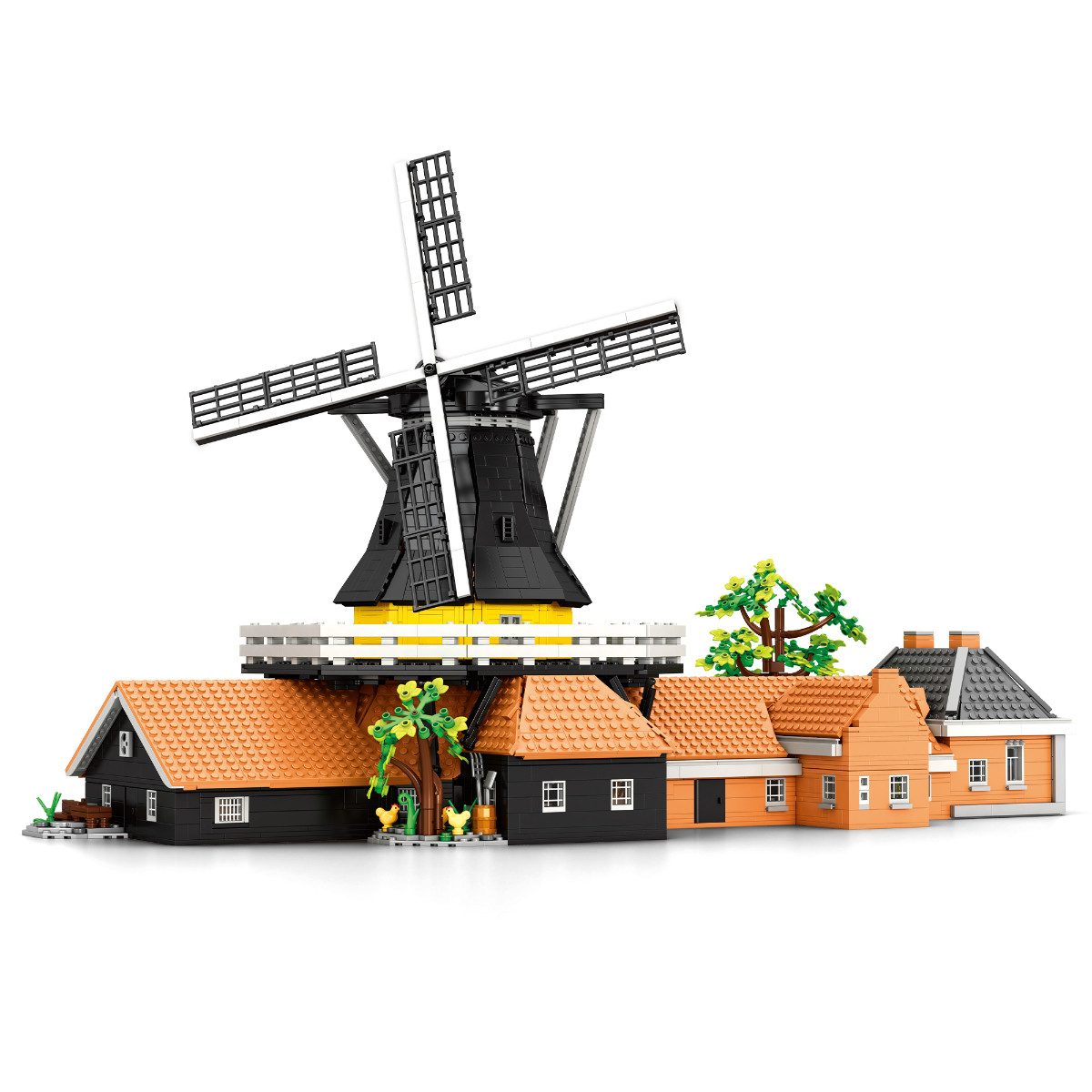 Reobrix 55019 Spielbausteine, (Klemmbaustein-Set, 4801 St., 4801-teiliges Architekturmodell), Architekturmodell mit beweglichen Windmühlenflügeln