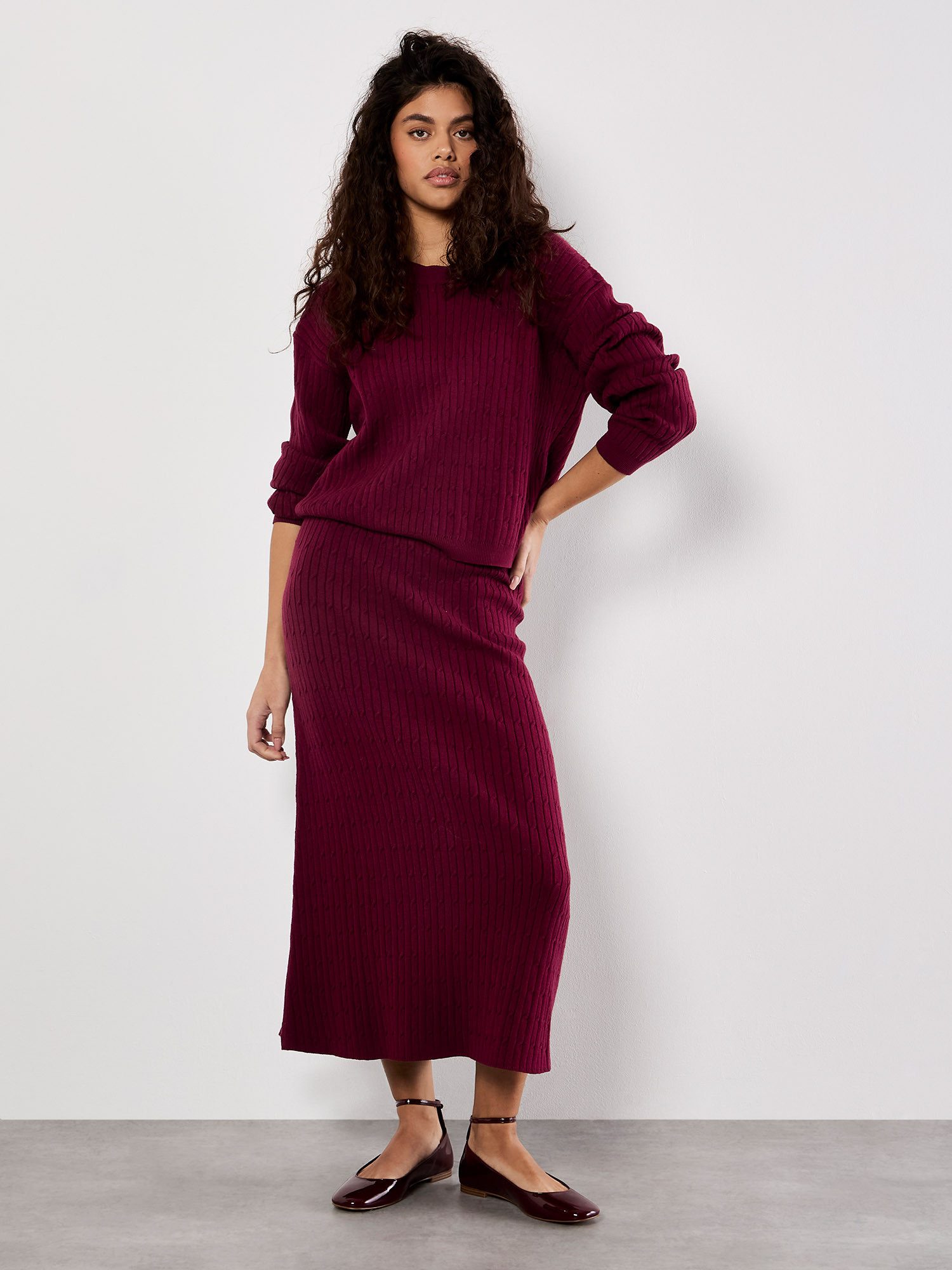 Apricot Strickpullover Zopfstrickpullover (1-tlg) mit Fledermausärmeln günstig online kaufen