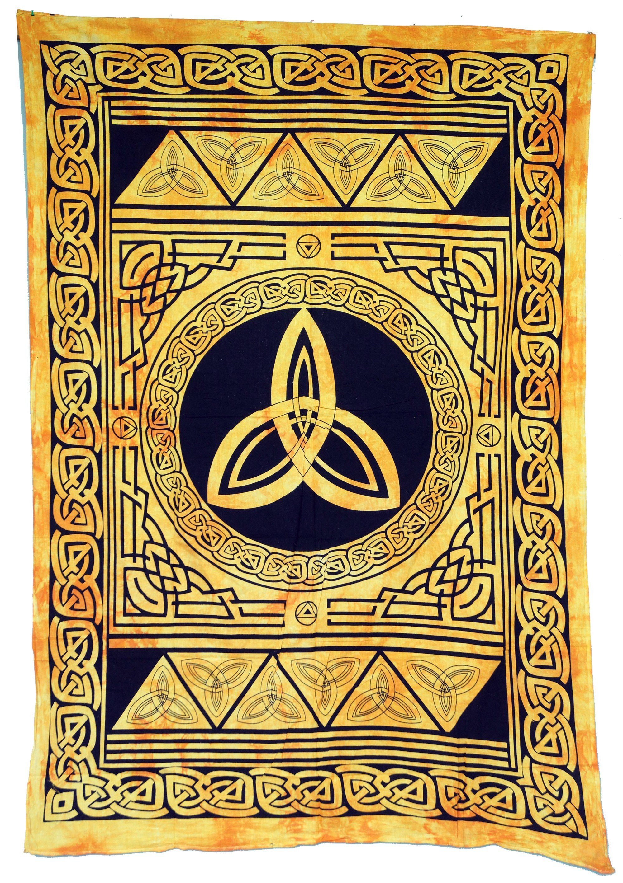 Tagesdecke Boho-Style Tagesdecke Knoten Keltischer Guru-Shop Wandbehang, -.., indische / goldgelb