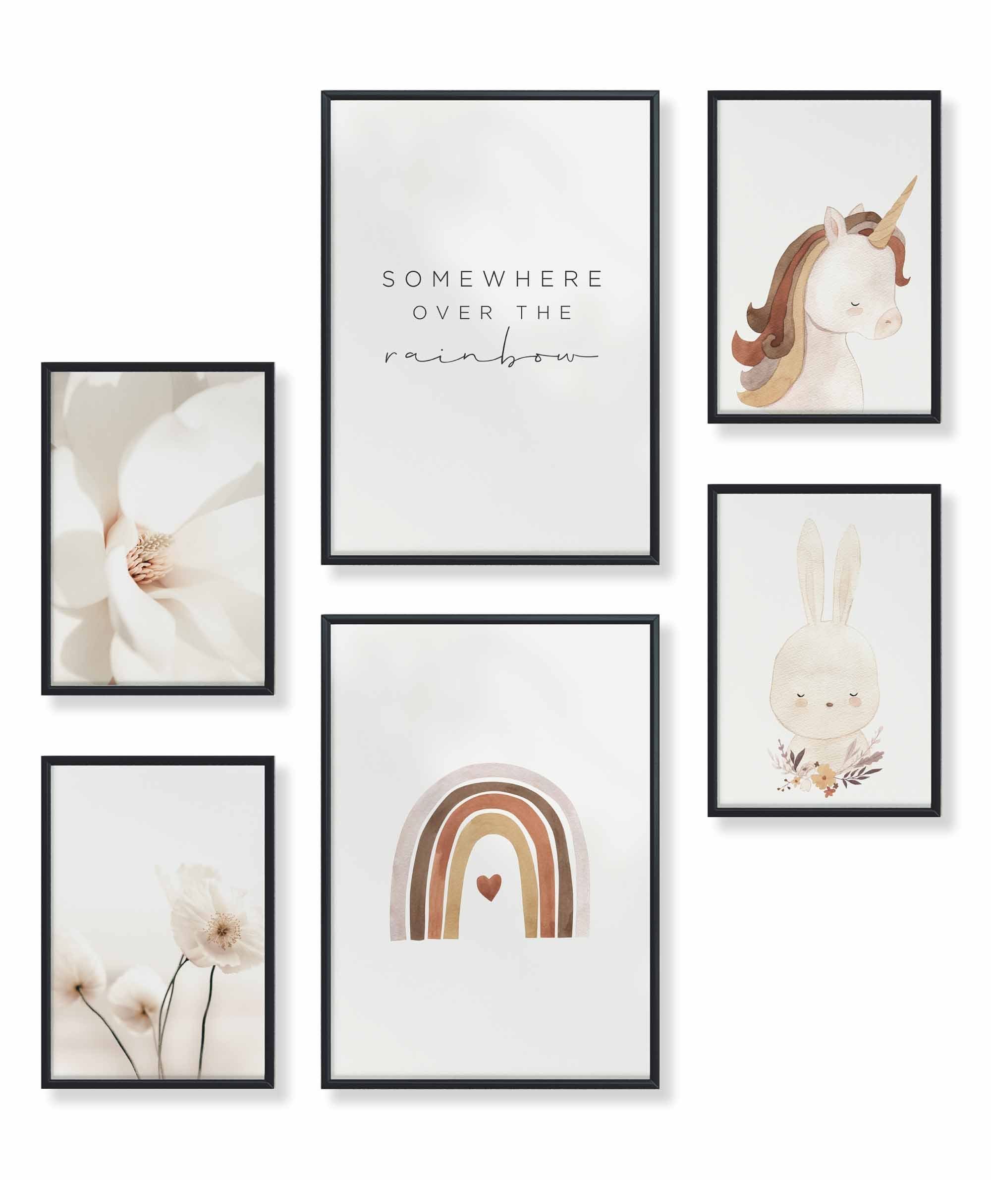 Poster Set als Wohnzimmer Deko, Bilder DINA3 & DINA4, Abstrakt Pastell Baby