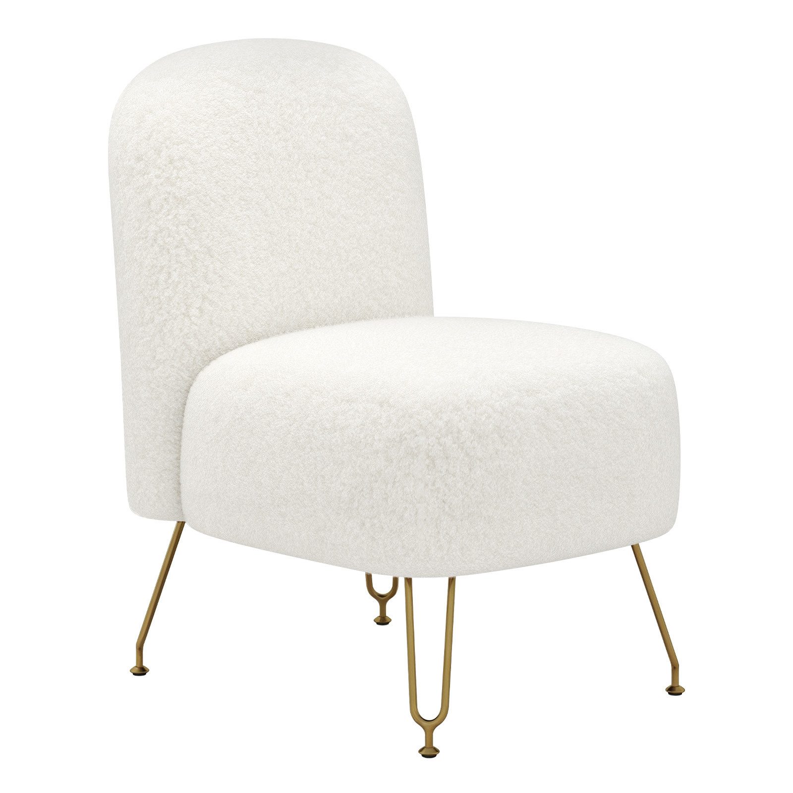 Puluomis Relaxsessel Sessel mit Teddyfell-Bezug, goldene Metallbeine, 180kg tragbar