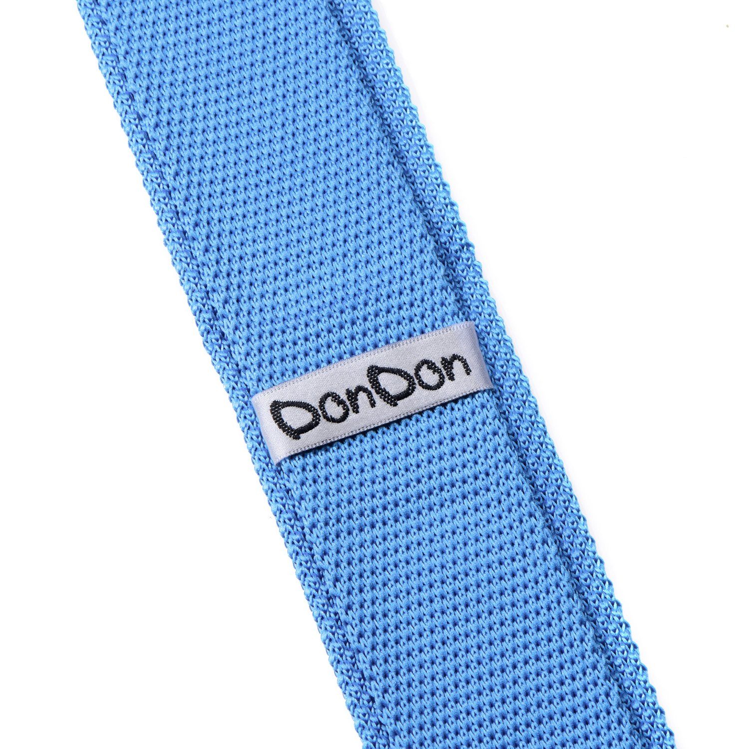 DonDon Krawatte schmale Krawatte 5 (Packung, hellblau Büro oder festliche Veranstaltungen cm Retro-Look, für Wollkrawatte 1-St) Strickkrawatte