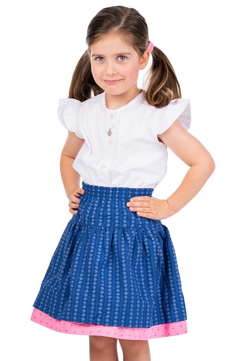 Isar-Trachten Trachtenrock Mädchen Rock - ISI - blau/rosa